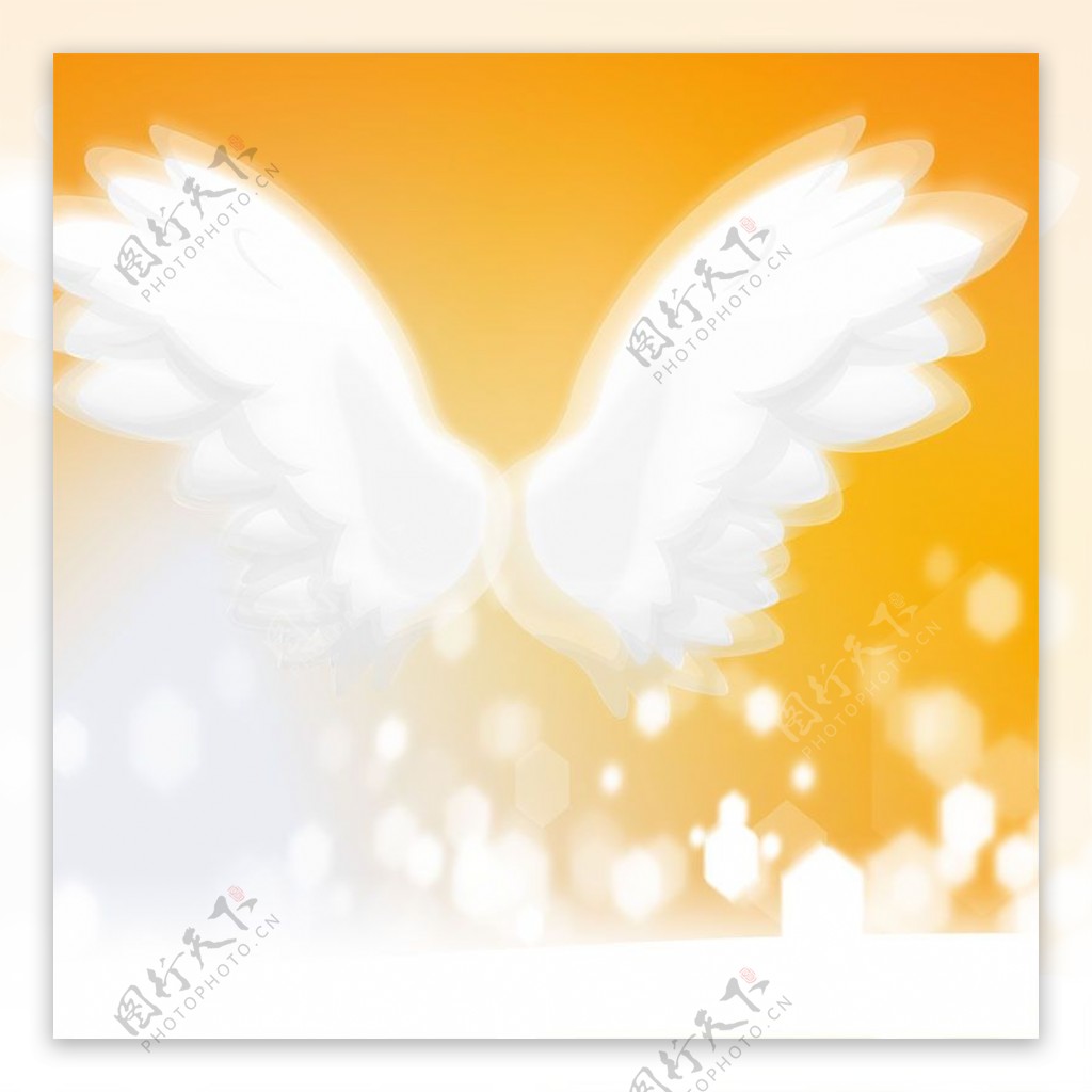 朦胧白色天使的翅膀背景