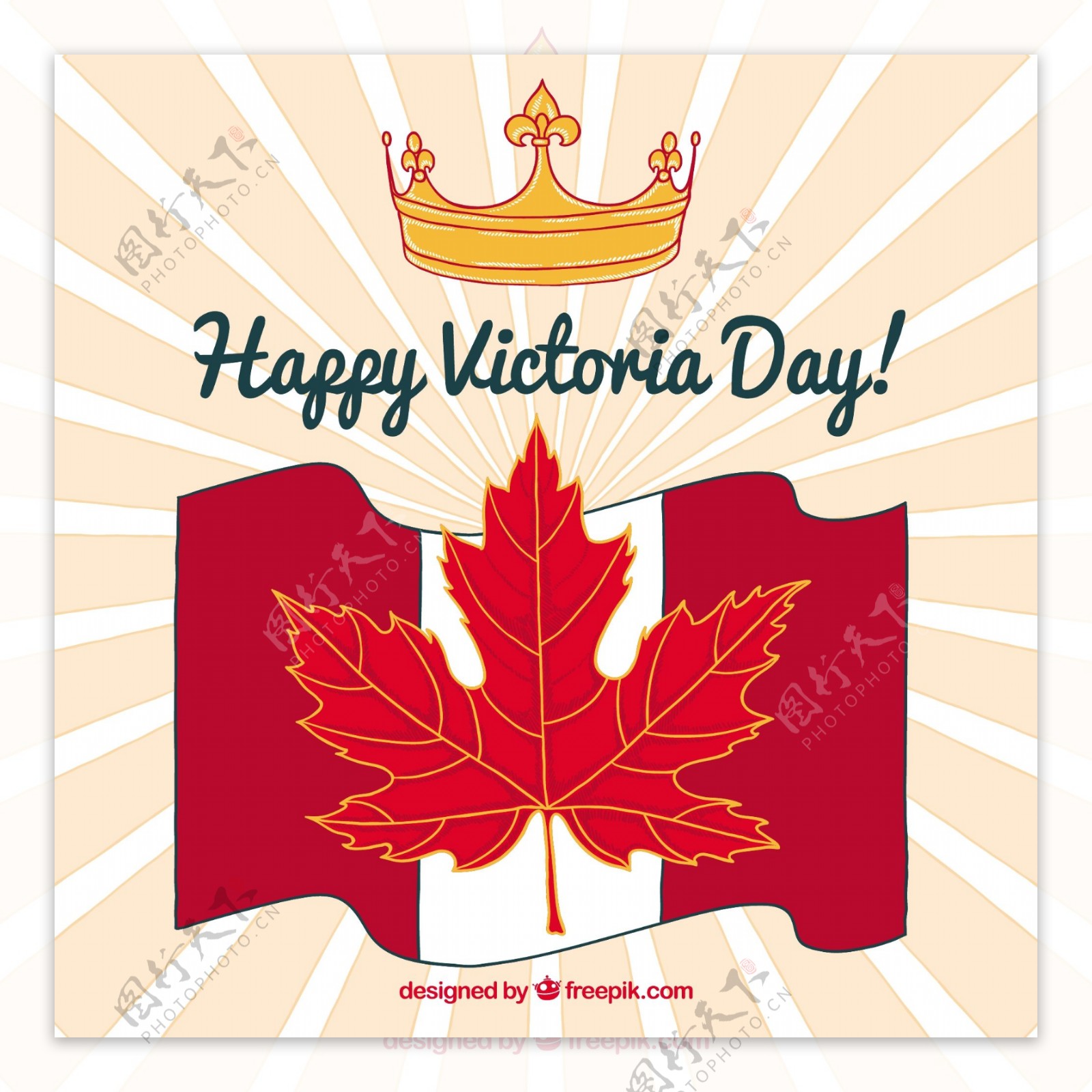 加拿大国旗维多利亚日的背景和王冠