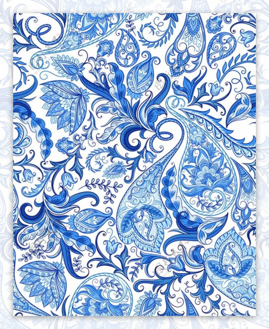 印度蓝色花纹背景图
