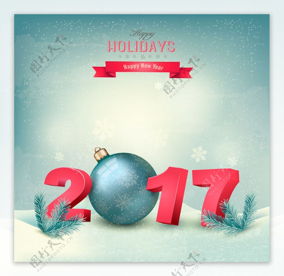 2017圣诞假期海报模板图片