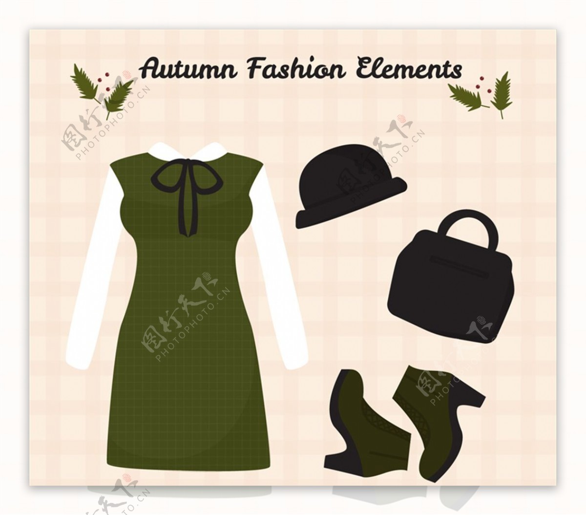 4款秋季女子服饰与配饰矢量素材