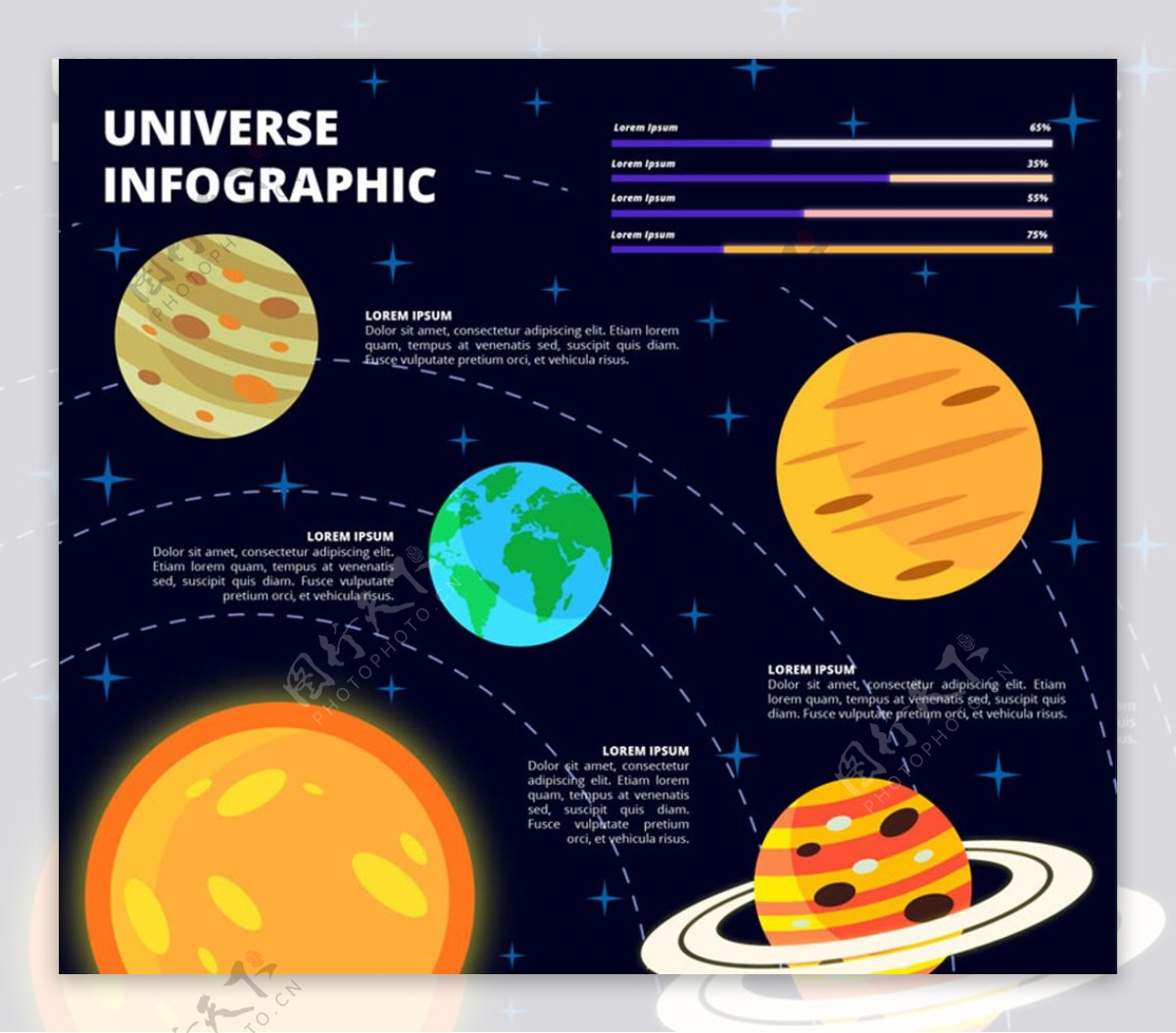 创意星球宇宙信息图矢量素材