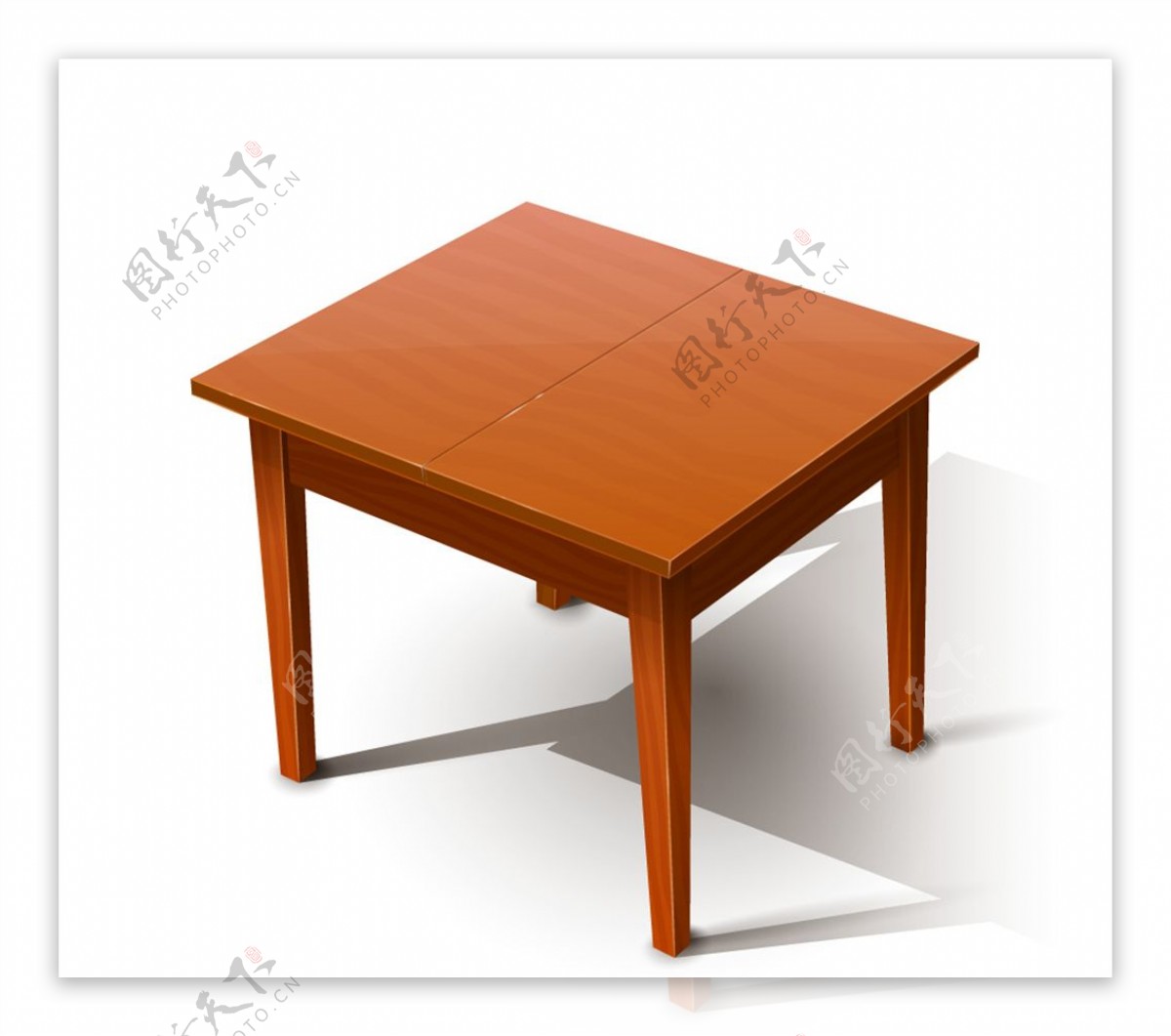 白色背景上的棕色木桌矢量素材