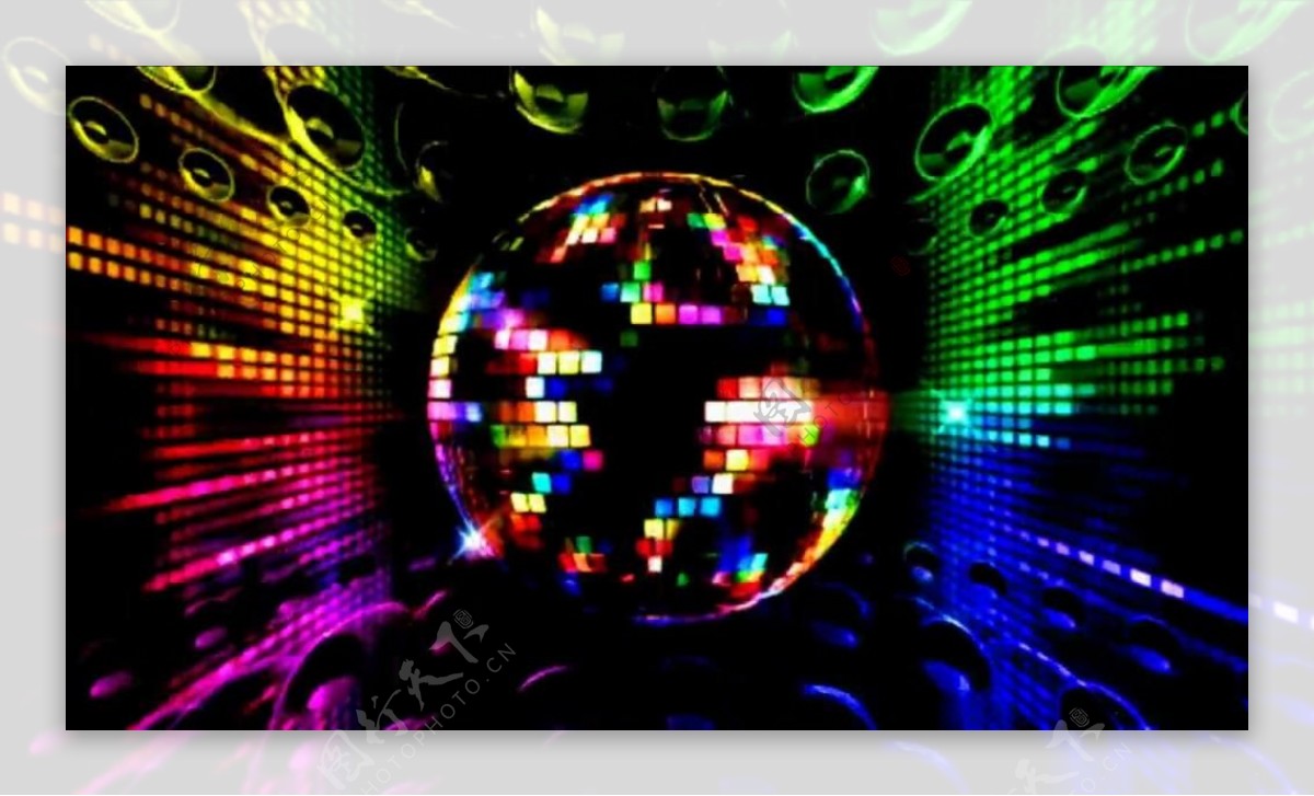 彩色音响动感节奏酒吧背景循环视频素材