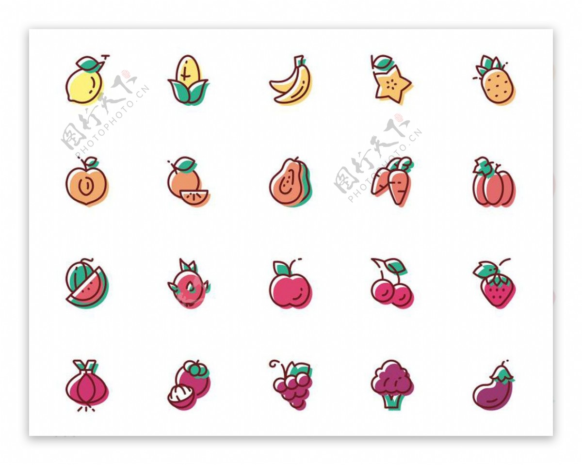 20枚水果蔬菜图标sketch素材