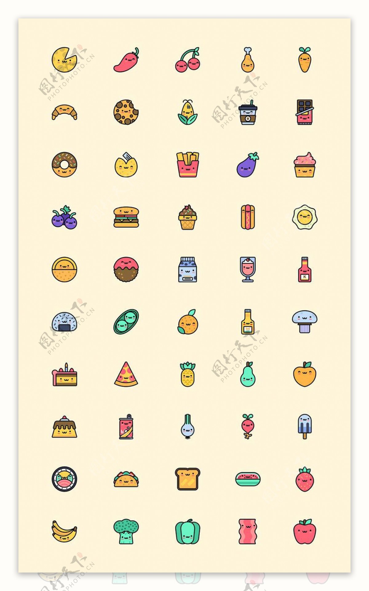 50枚可爱食物图标sketch素材