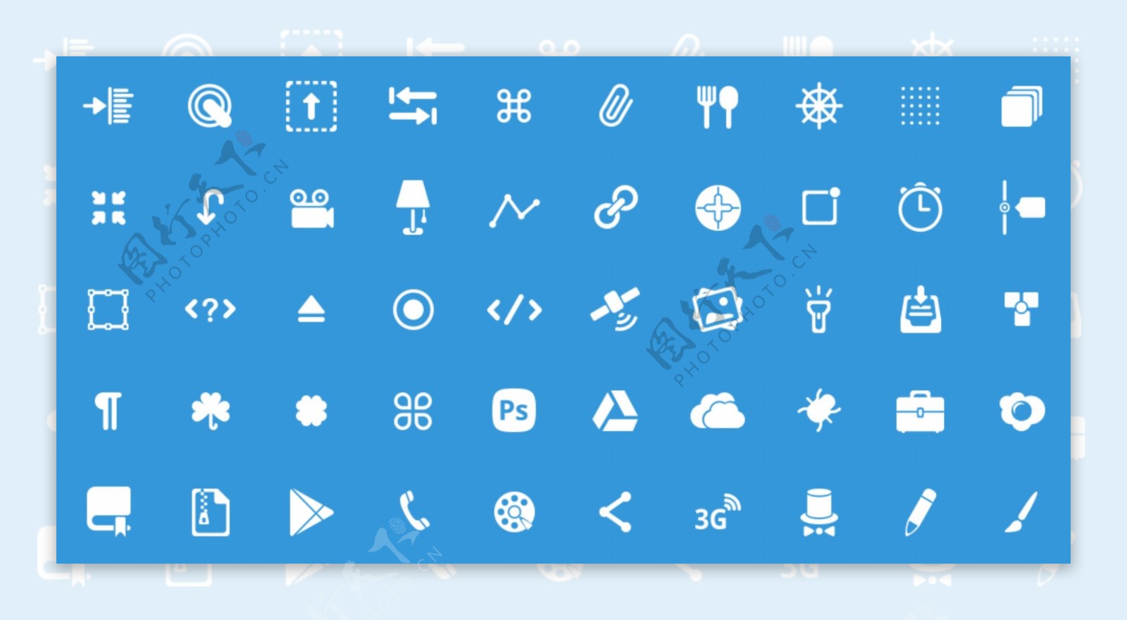 网页UI白色线性icon图标设计