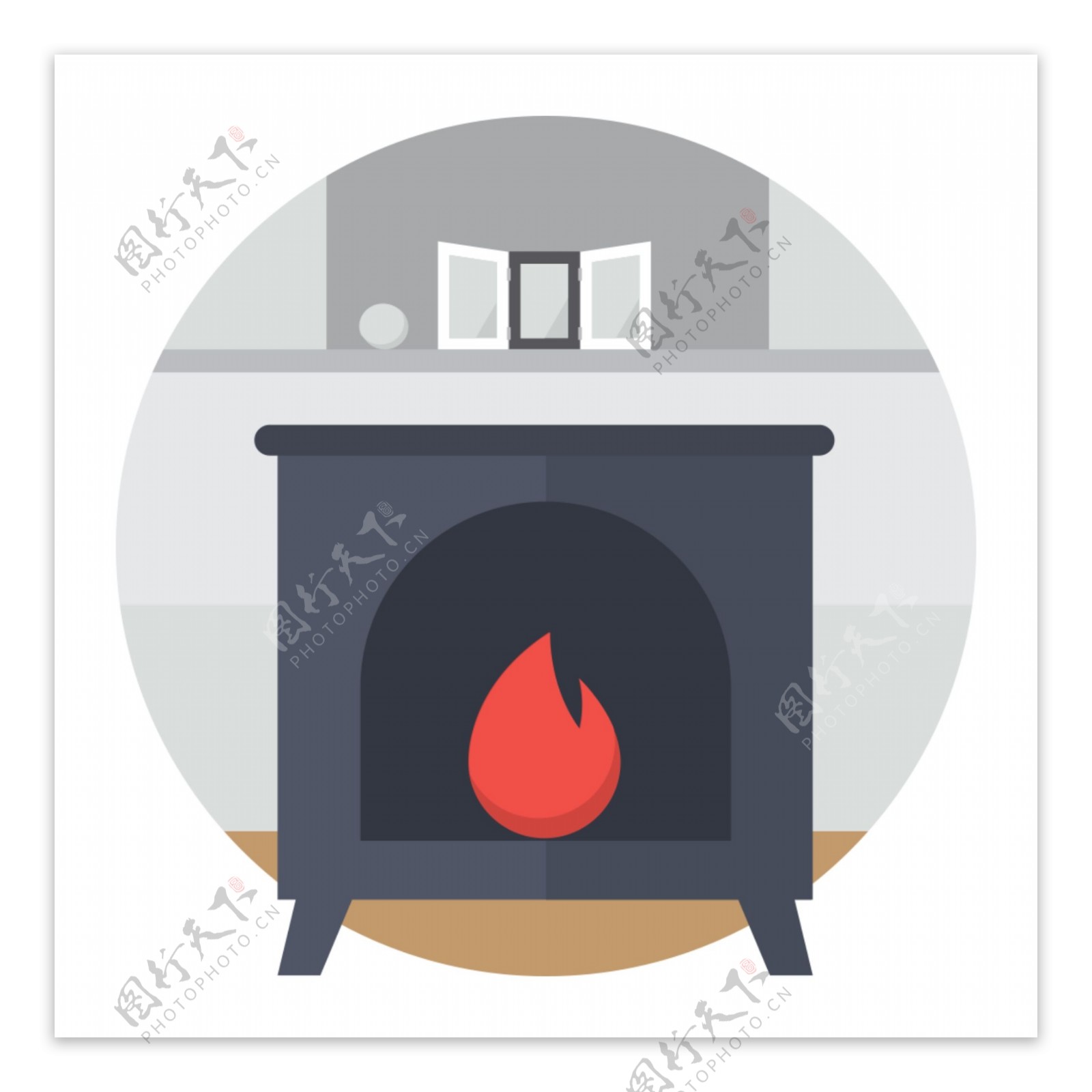 网页UI圣诞节房子中的火炉icon图标