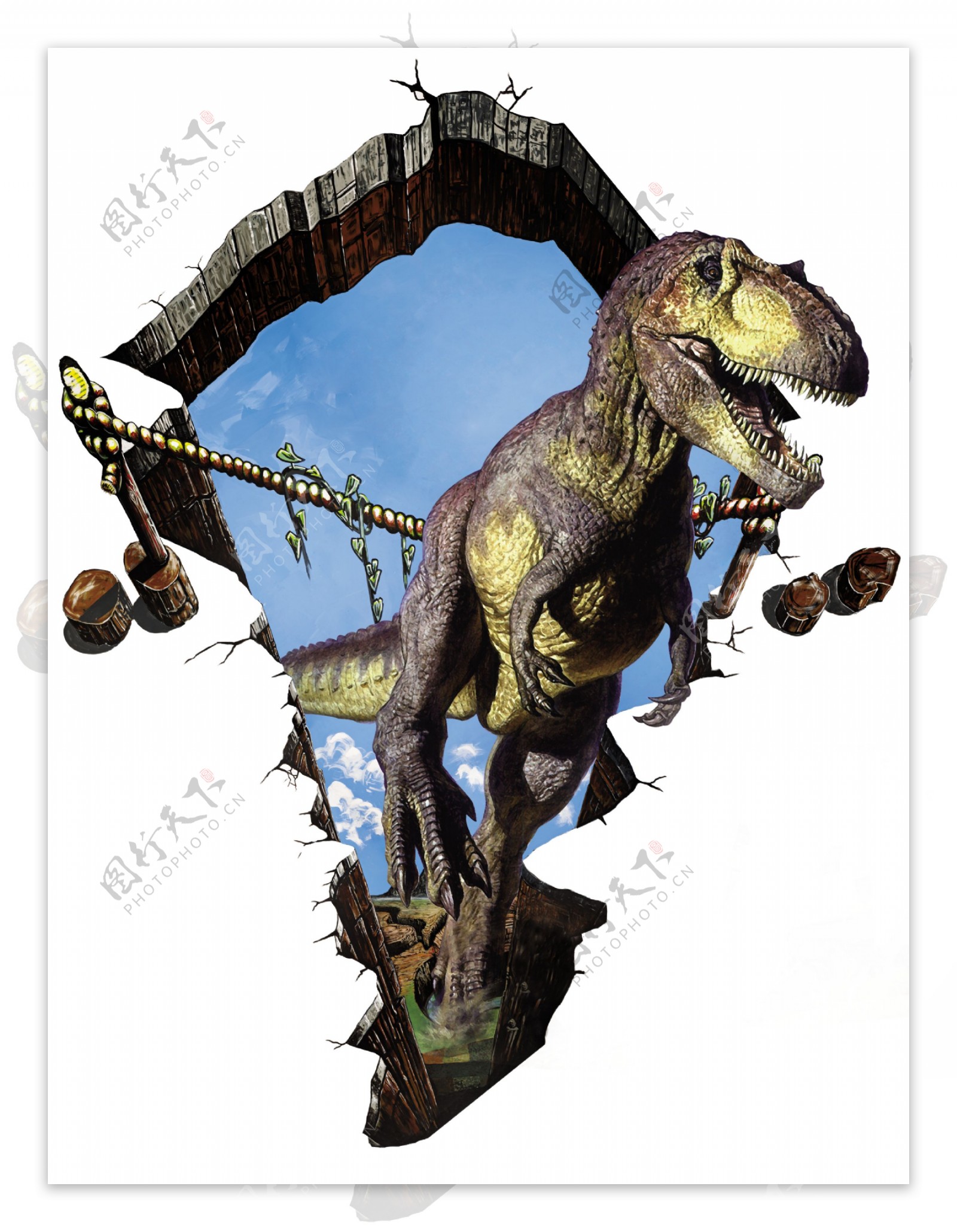 3D动漫侏罗纪恐龙背景墙