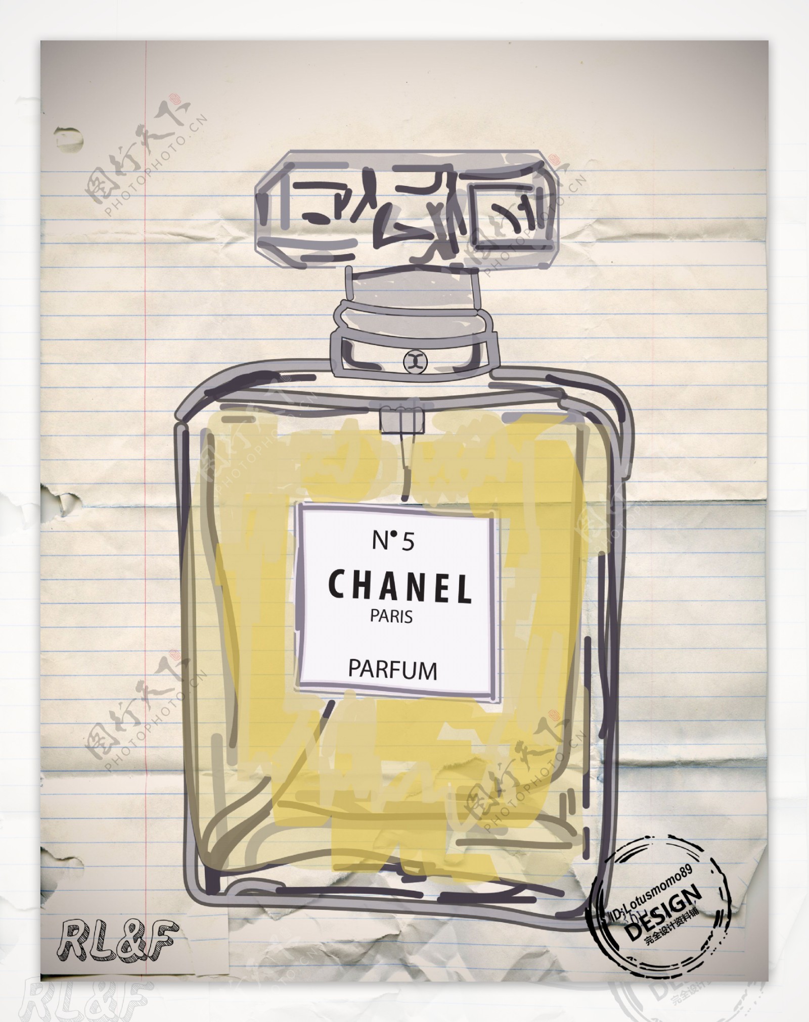 chanel香水大师手绘图片设计手稿图