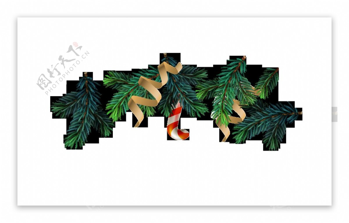 圣诞节树叶丝带装饰图案