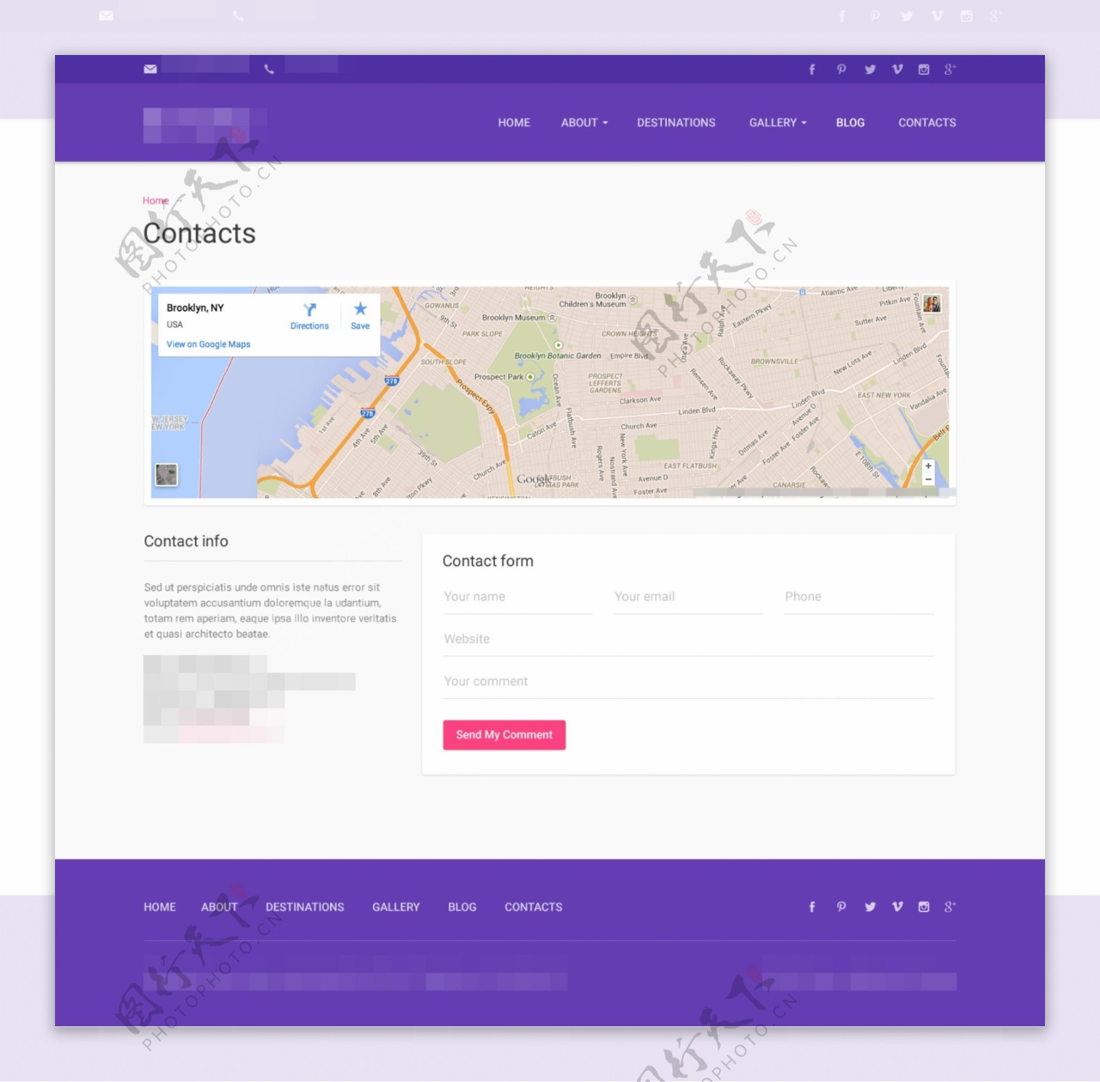 紫色企业网站联系我们界面设计素材
