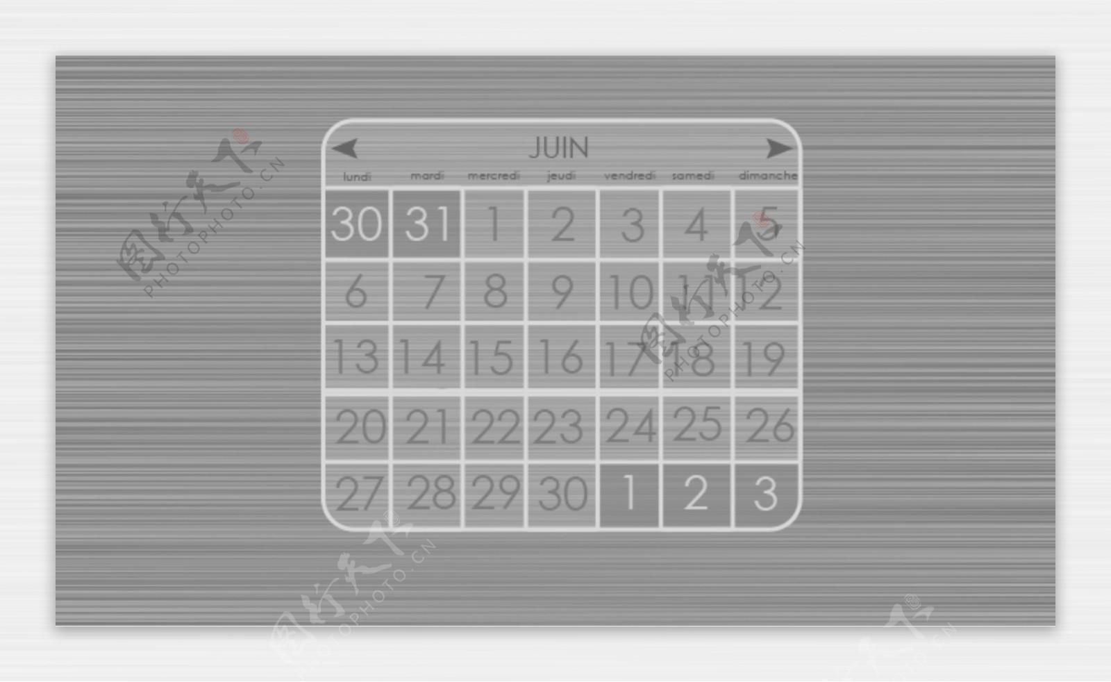 木纹灰色透明日历部件设计