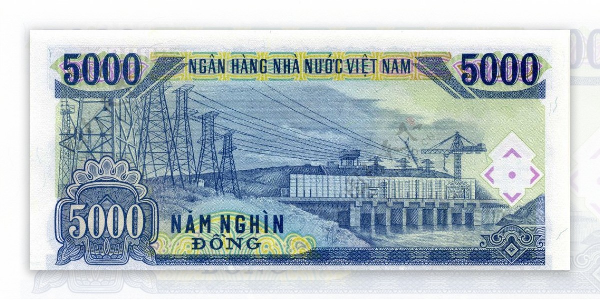 越南币5000元背面