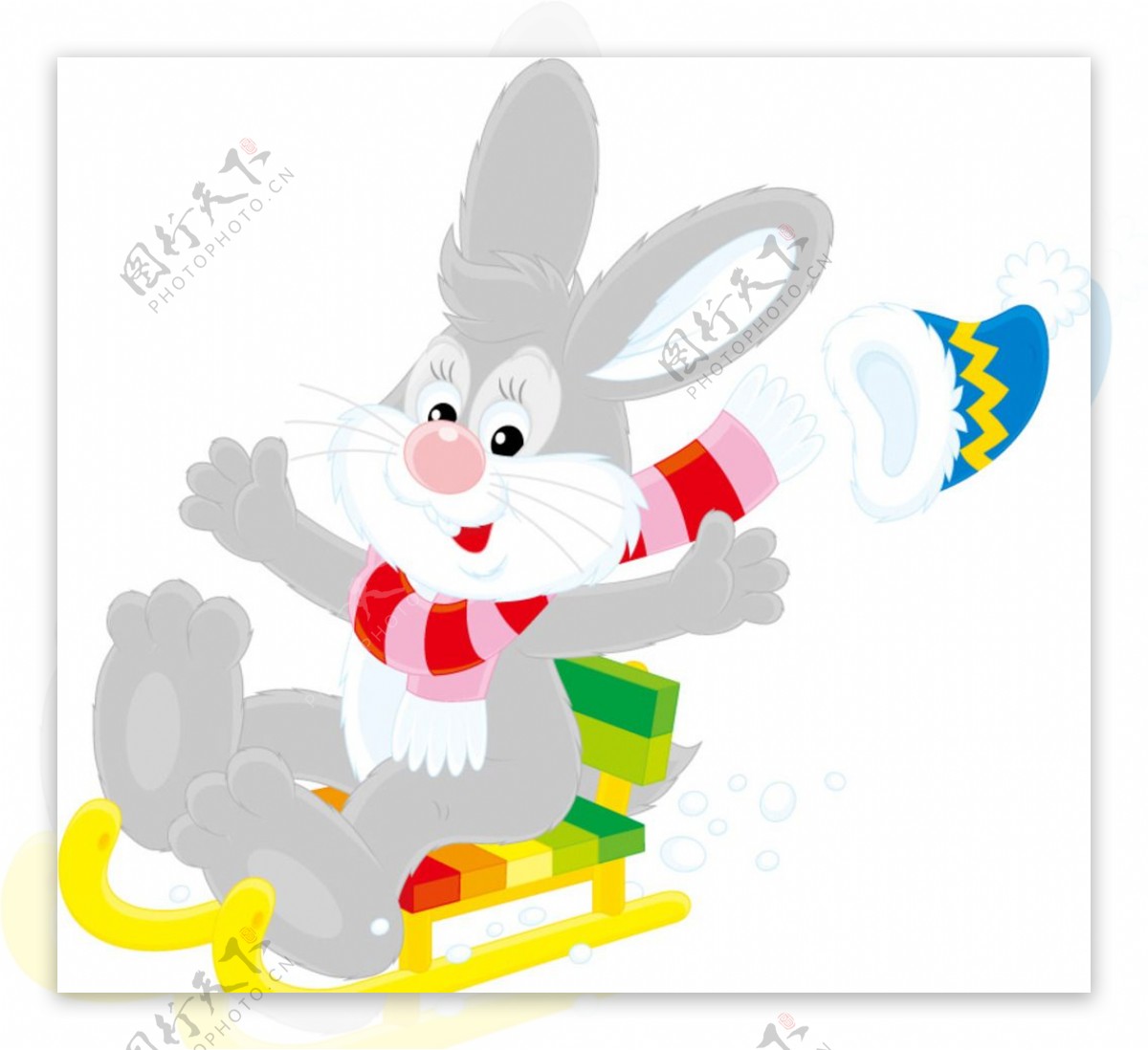 可爱滑雪兔子矢量素材