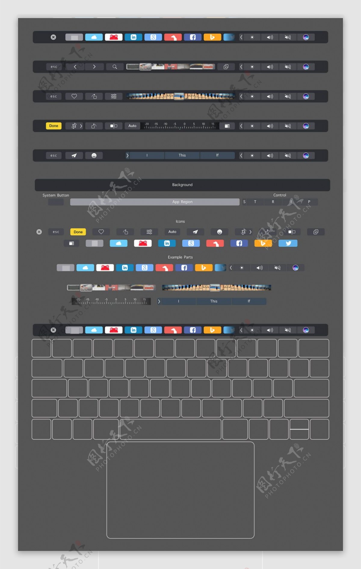 苹果笔记本电脑键盘功能包sketch素材