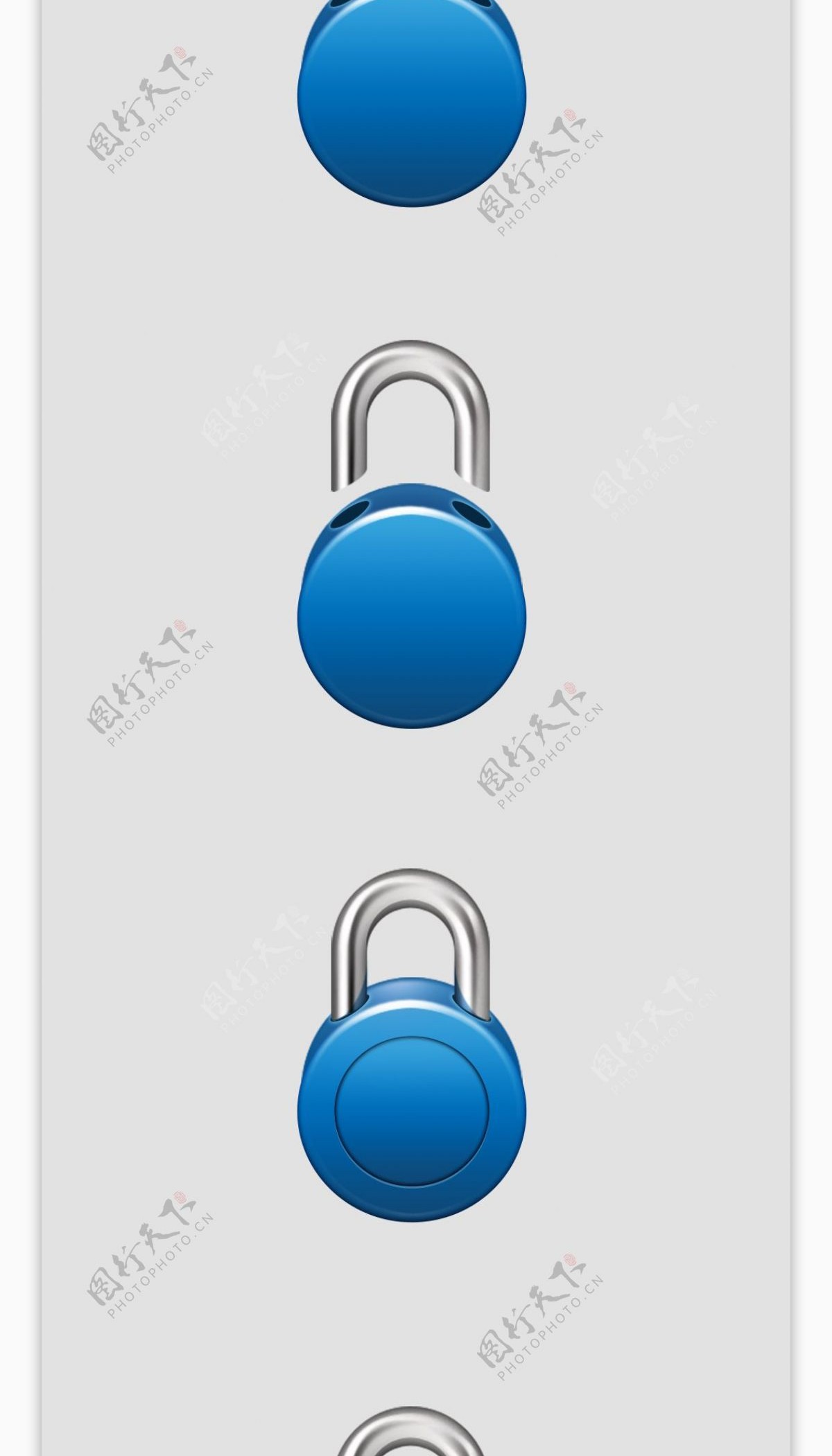 蓝色质感锁图标设计
