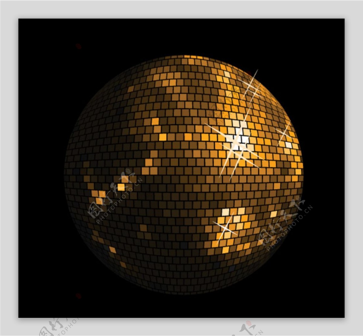 金色立体圆形水晶球