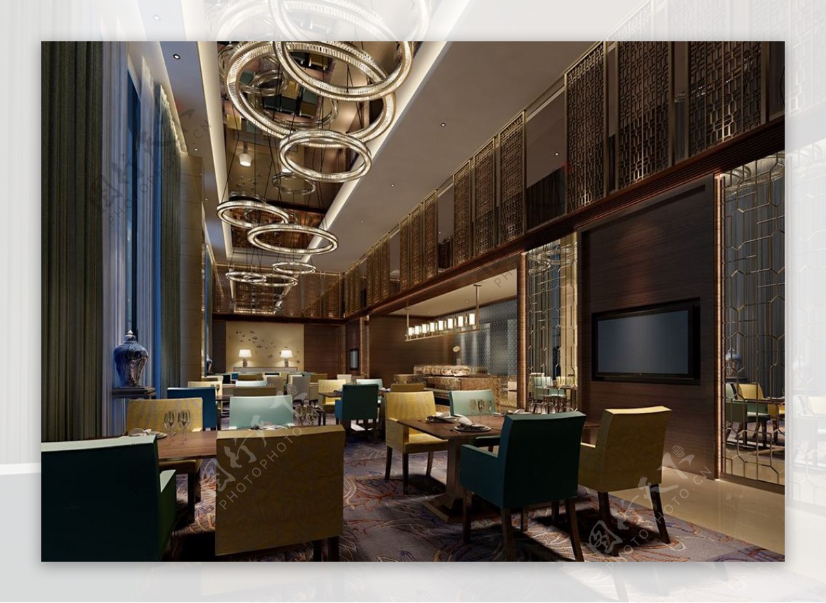 欧式奢华餐饮商业空间餐厅效果图设计图片