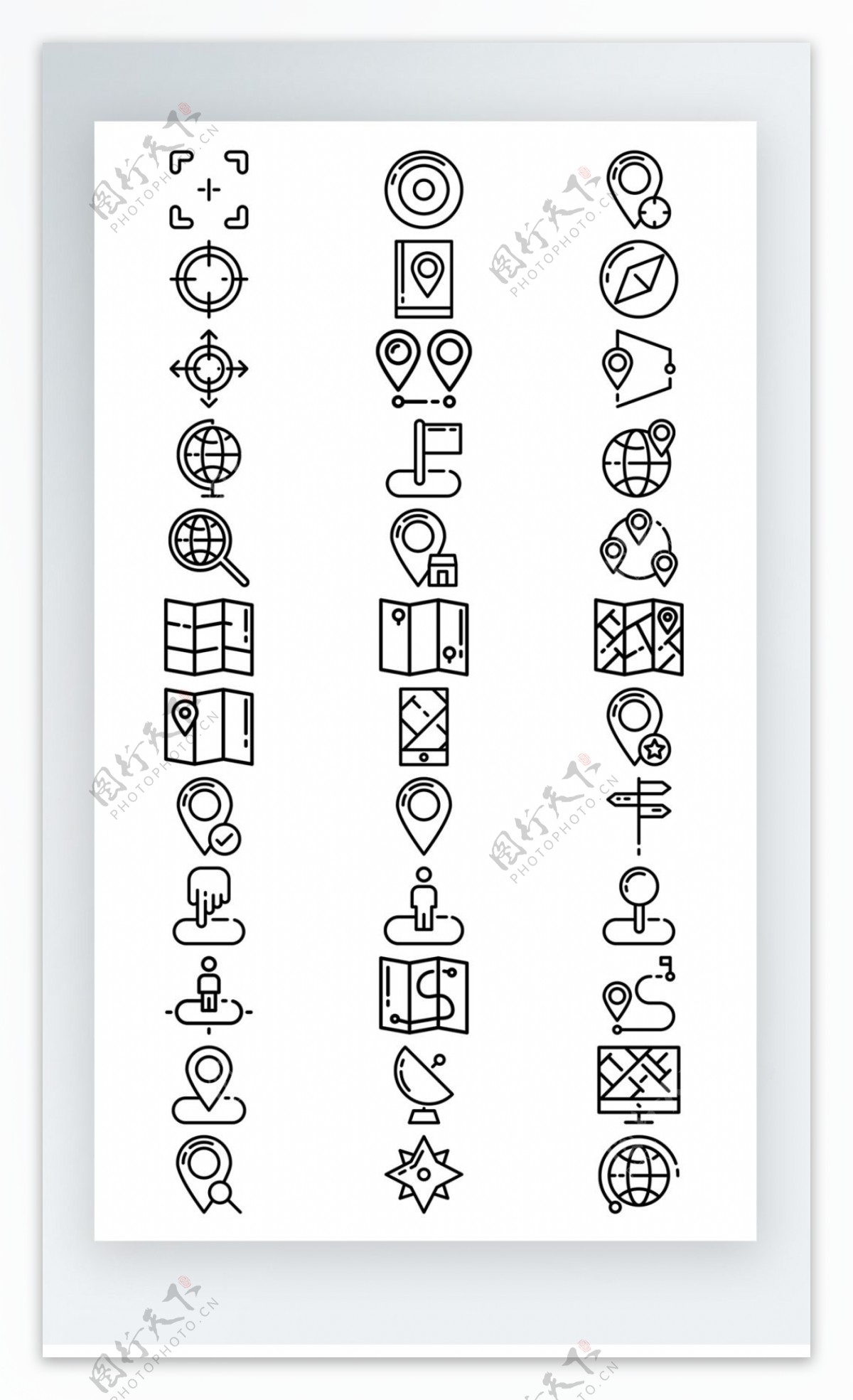 定位图标黑白线稿图标素材ai