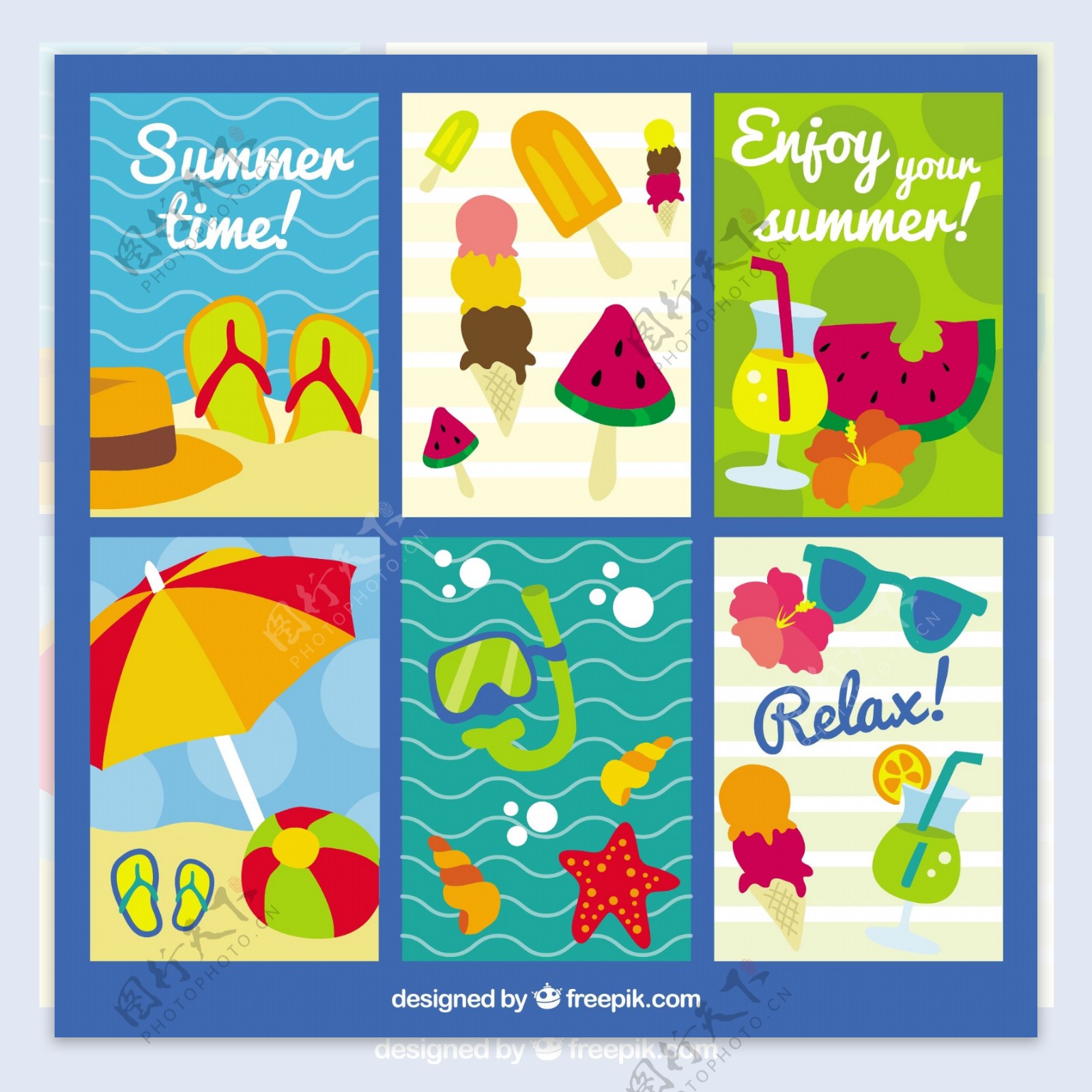 六张夏日卡片