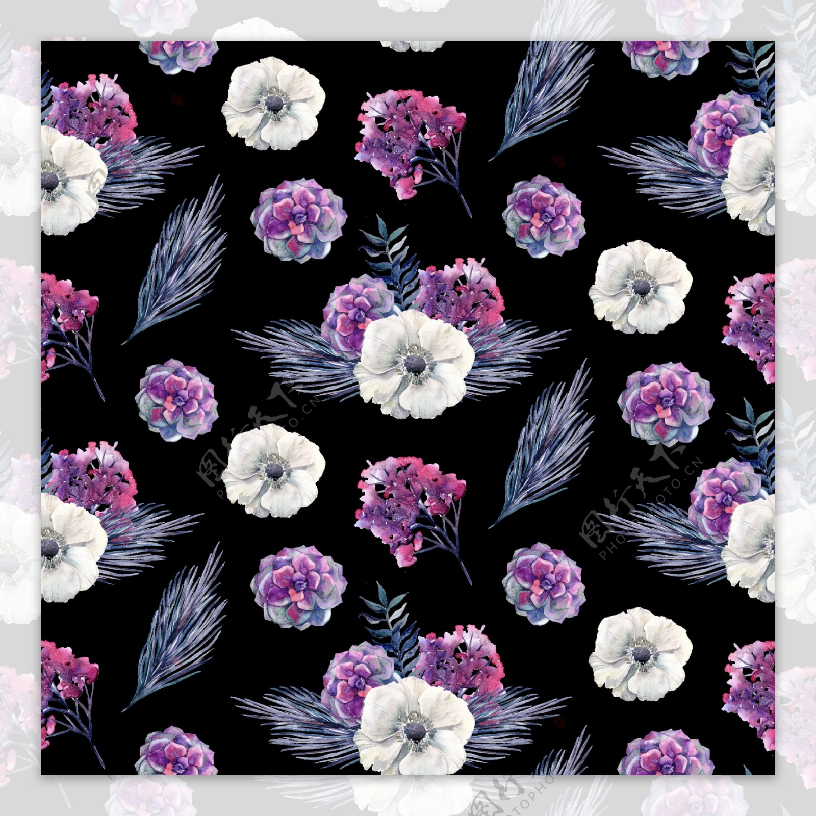 紫色球状花卉png透明素材