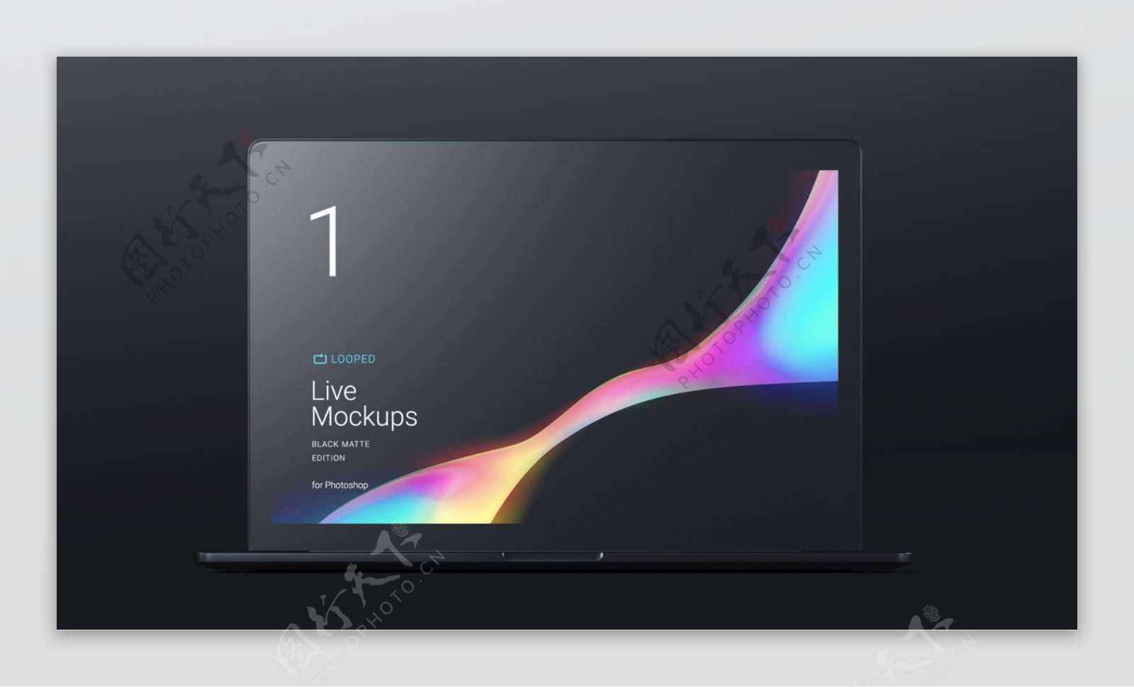 Macbook黑色ui样机模型展示