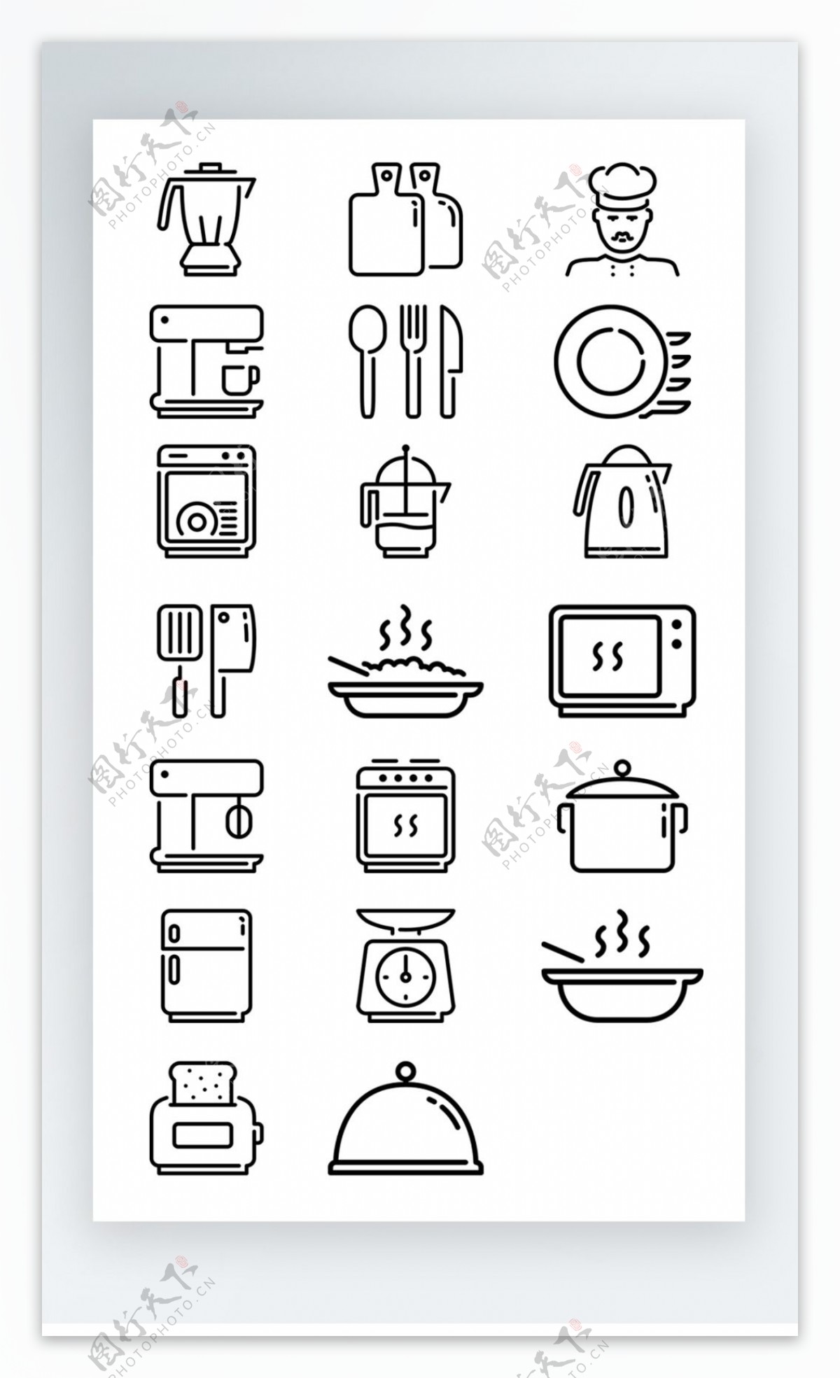 家用电器图标黑白线稿图标icon