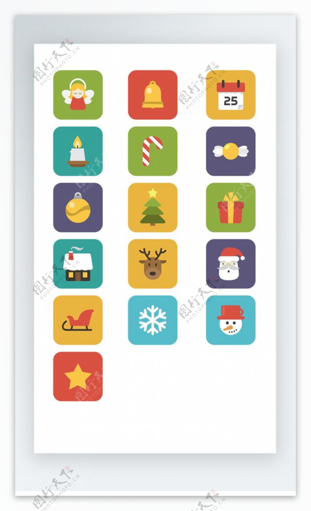 圣诞元素彩色图标写实素材icon
