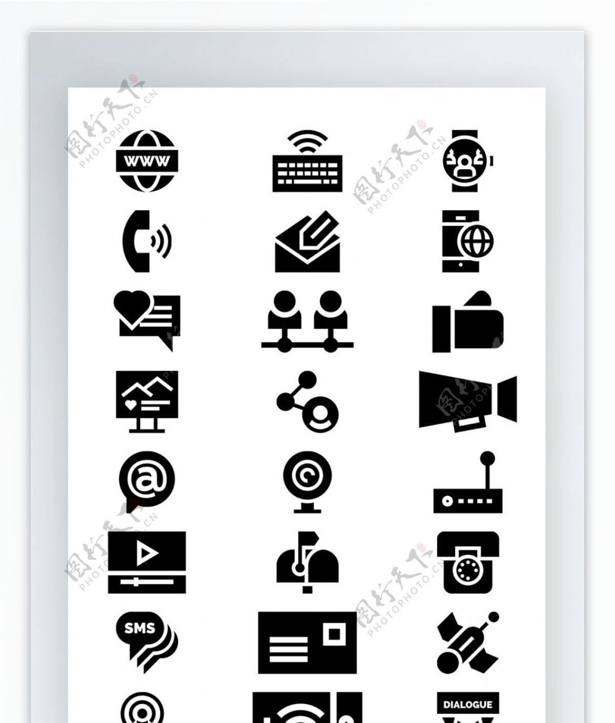 通讯黑色工作生活图标矢量AI素材icon