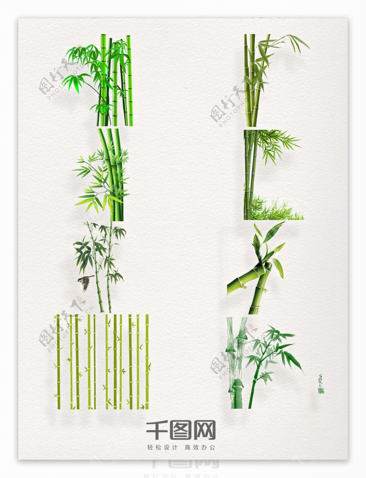 多款绿色竹子中国风png素材