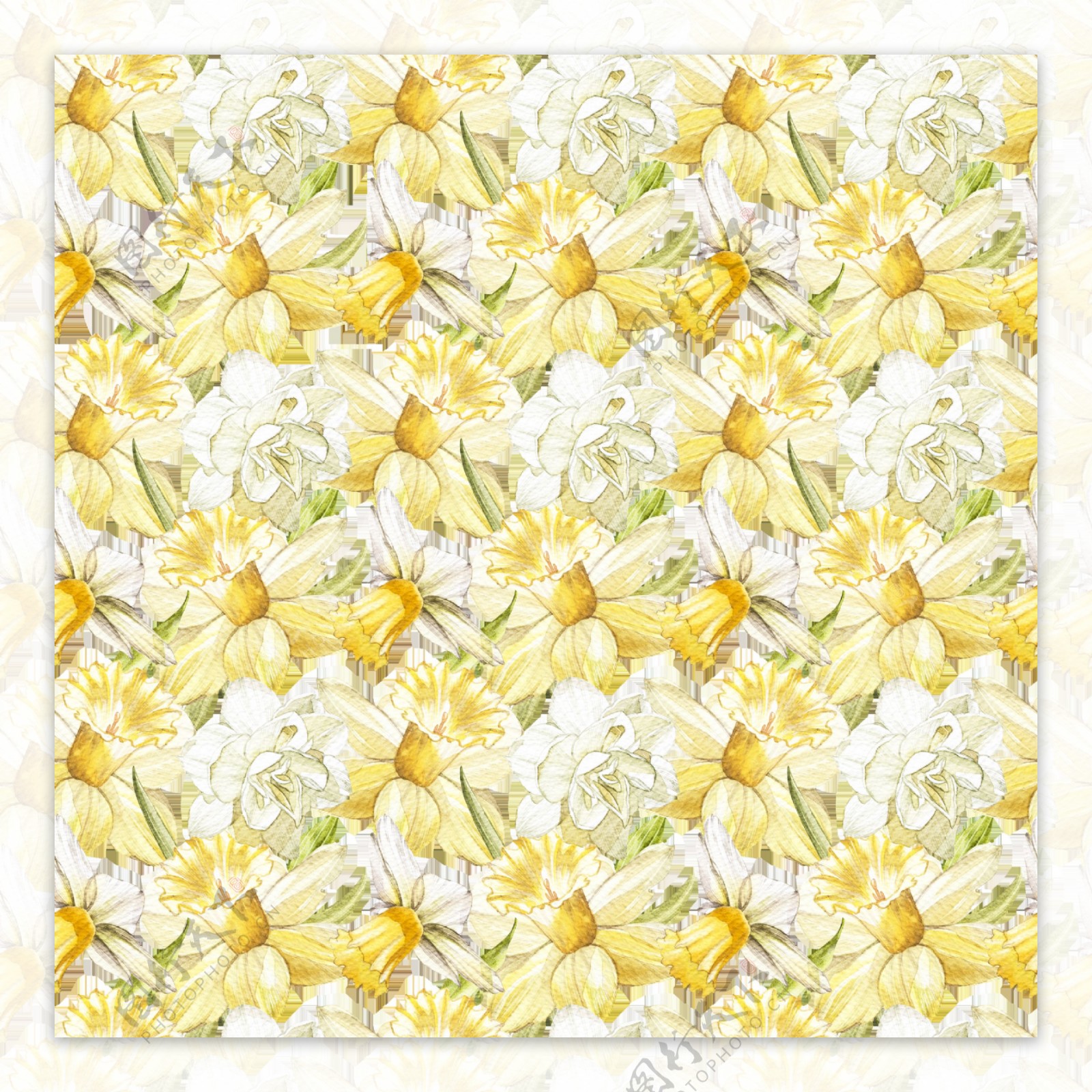白黄色清新小碎花透明素材