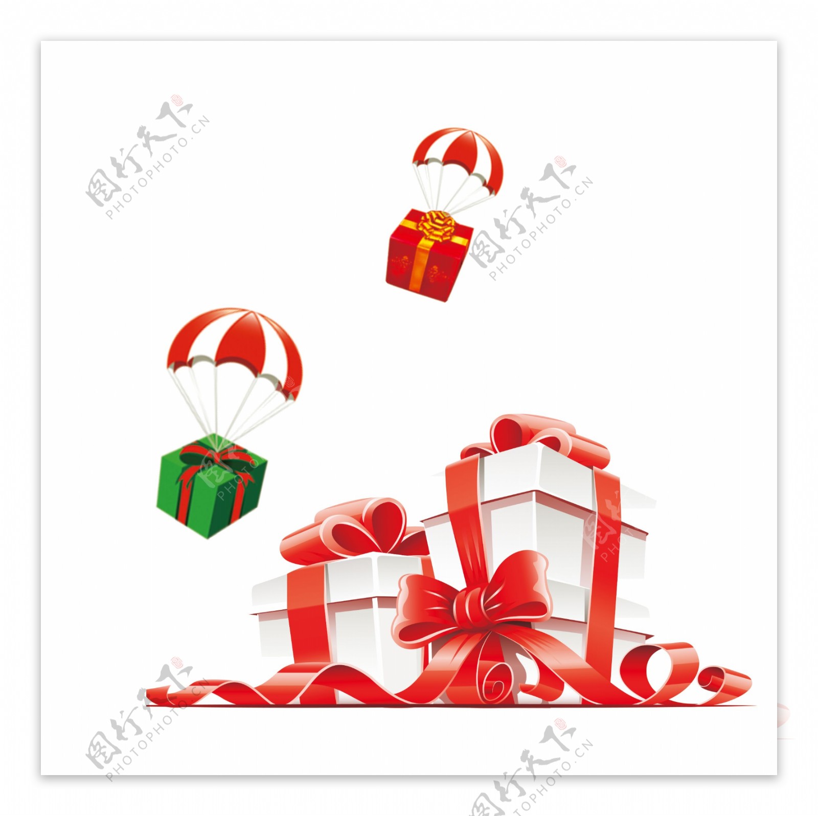 红色丝带礼品盒素材图片