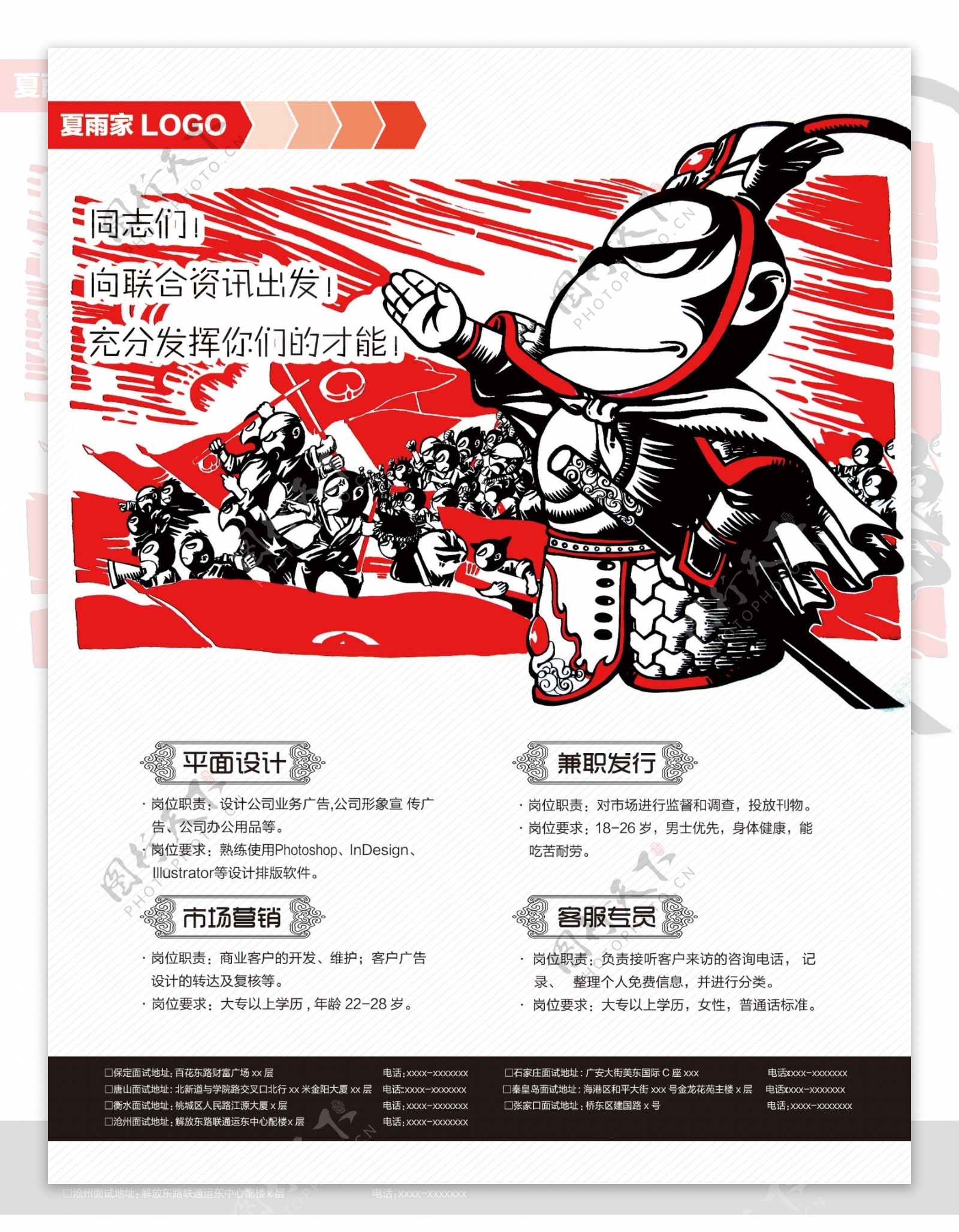卡通美猴王企业商业公司招聘海报设计PSD