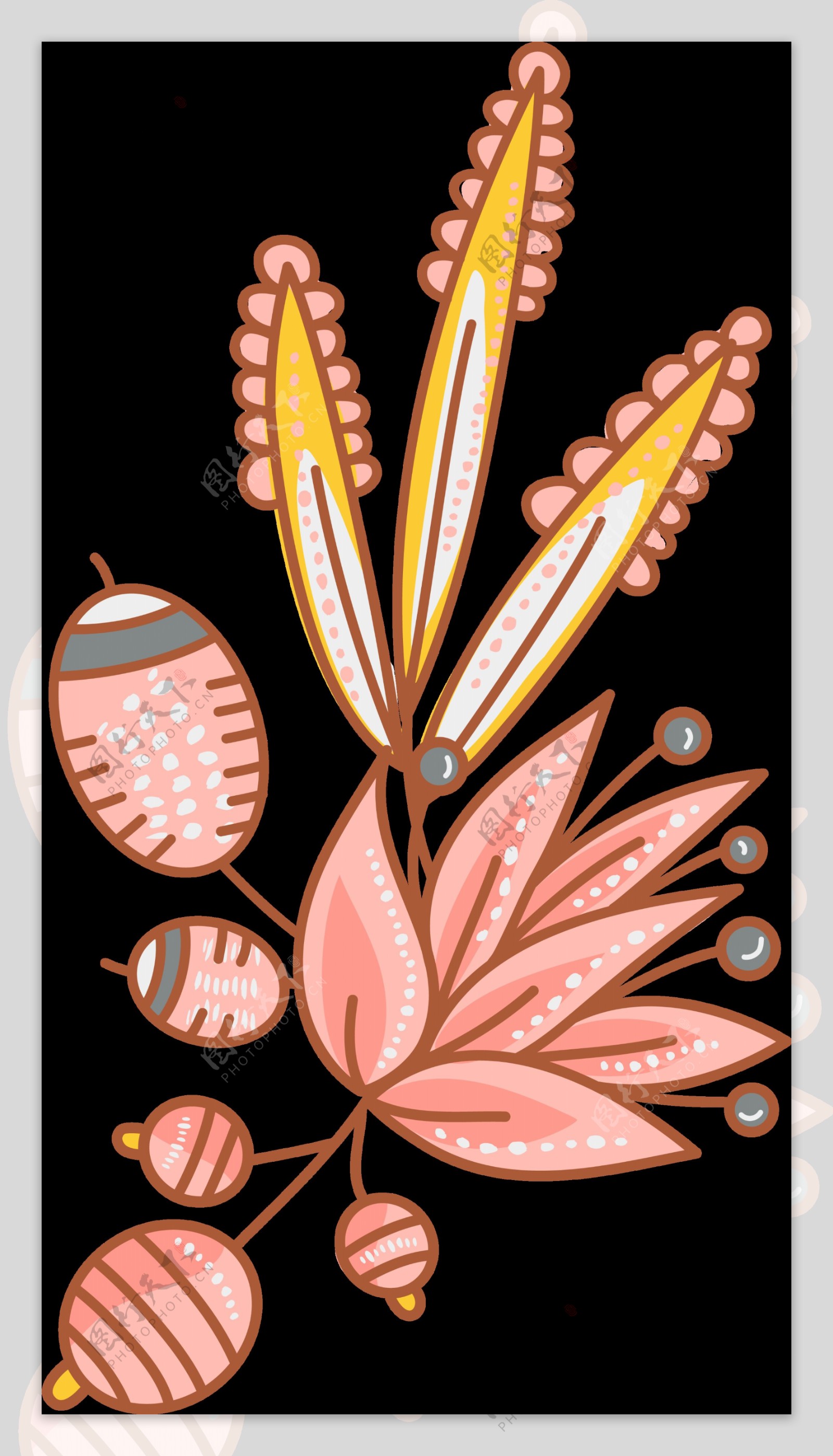 粉色水彩手绘花朵卡通透明素材