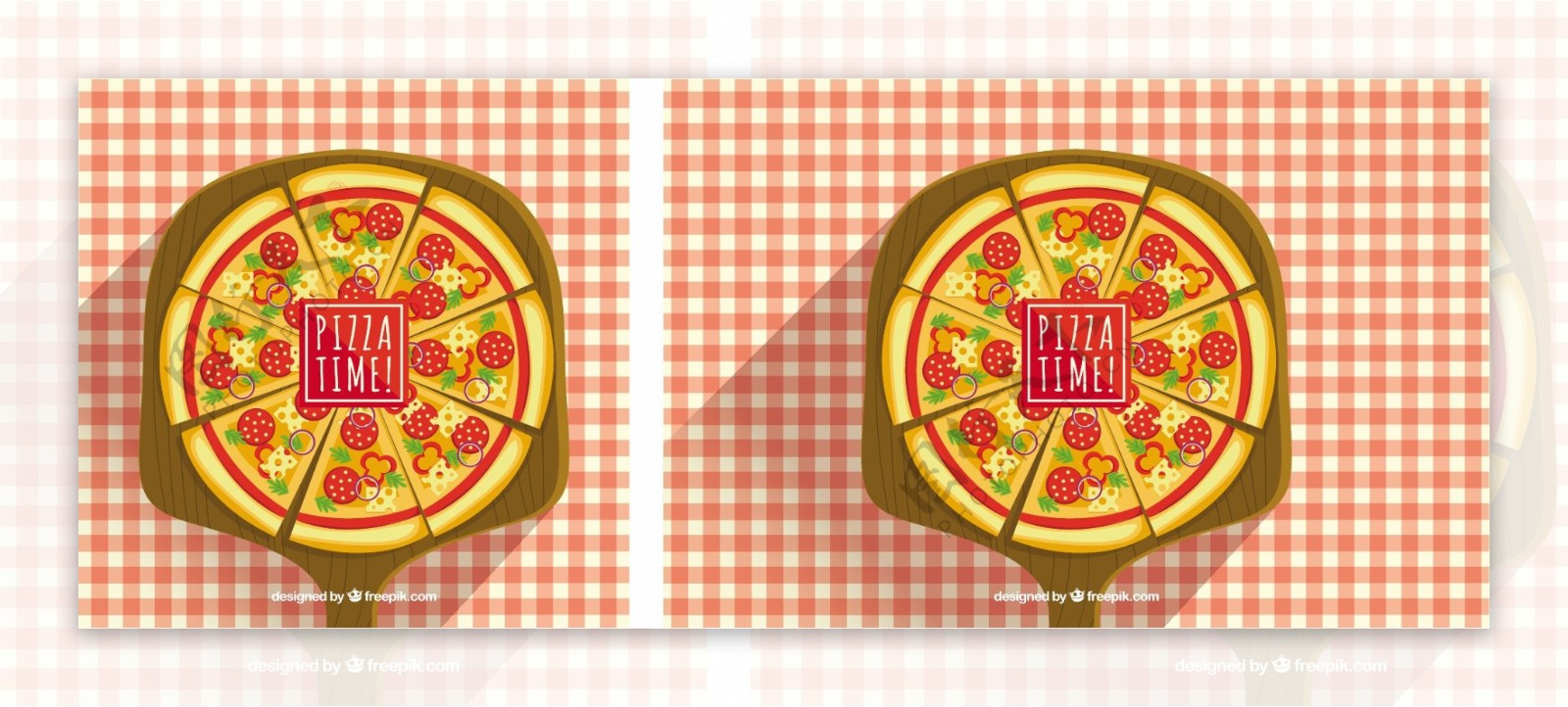 案板上的pizza比萨饼底方格桌布洋葱圈奶酪pizzatime