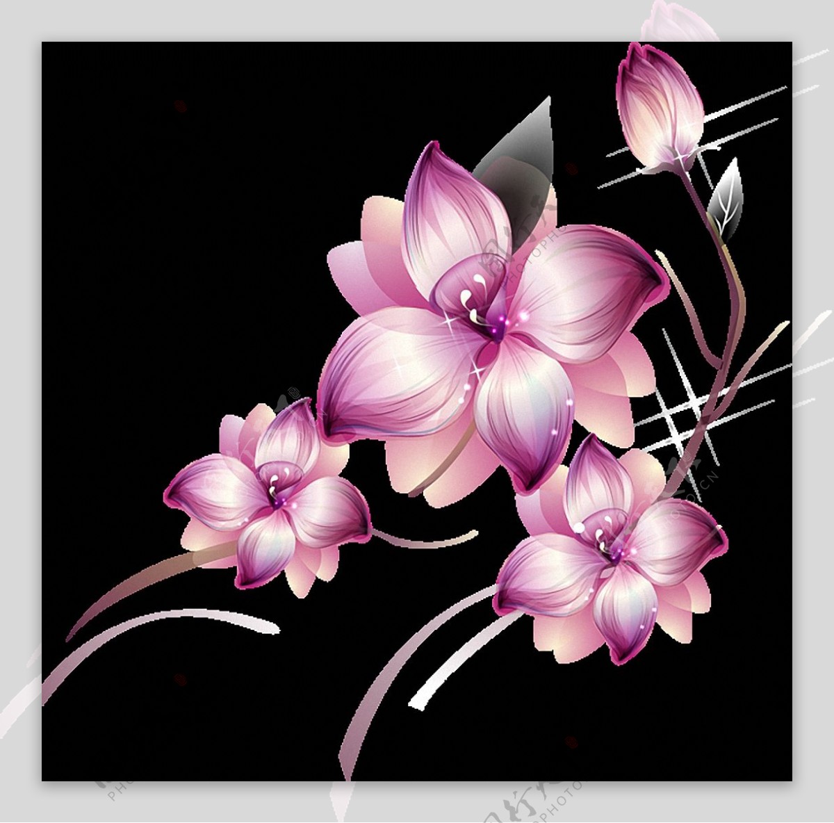 手绘紫色鲜花免抠png透明素材