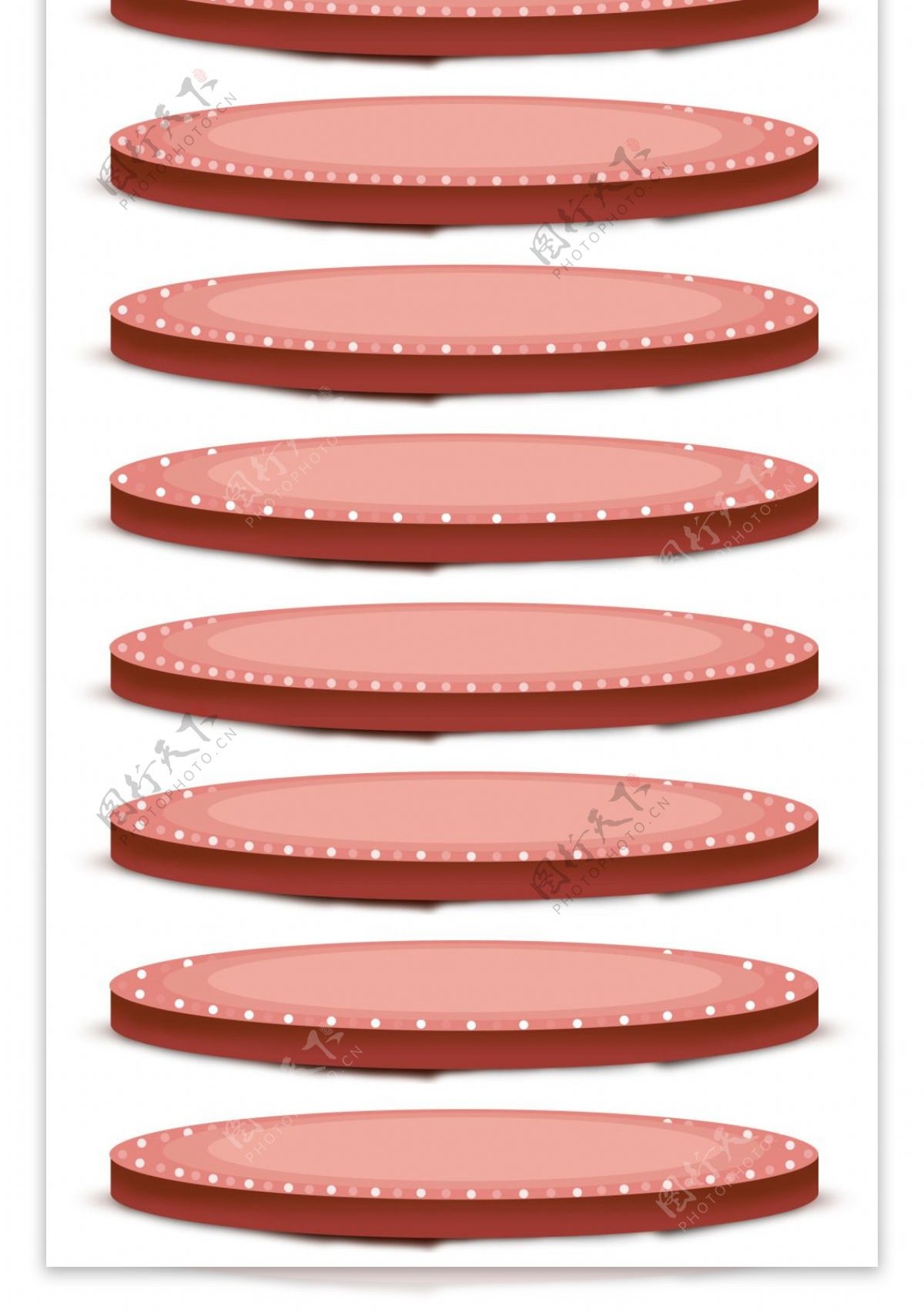 粉色叠摞圆垫png元素素材