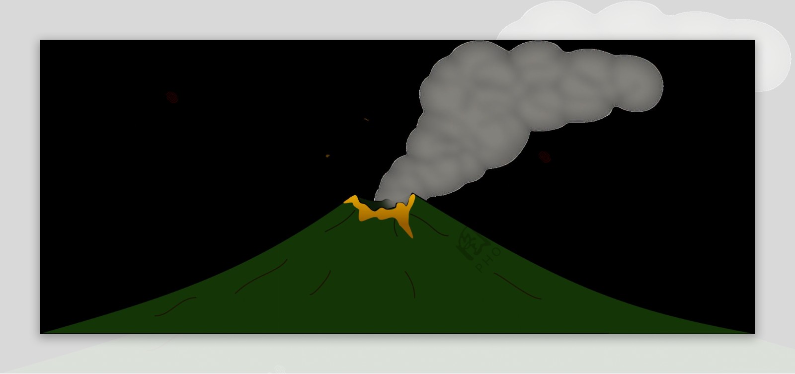 手绘绿色矮火山免抠png透明图层素材