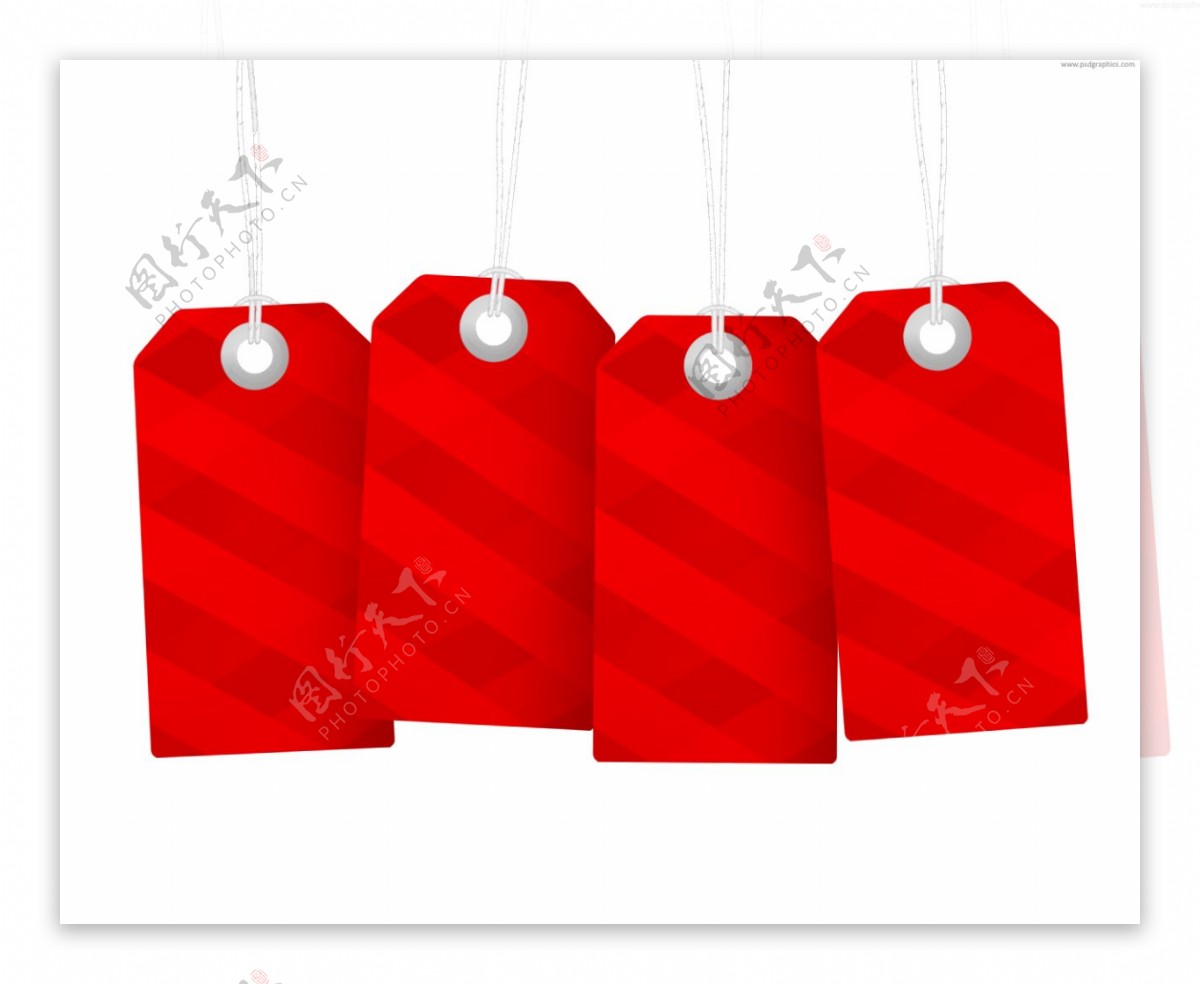 空白红色条纹吊牌免抠png透明素材