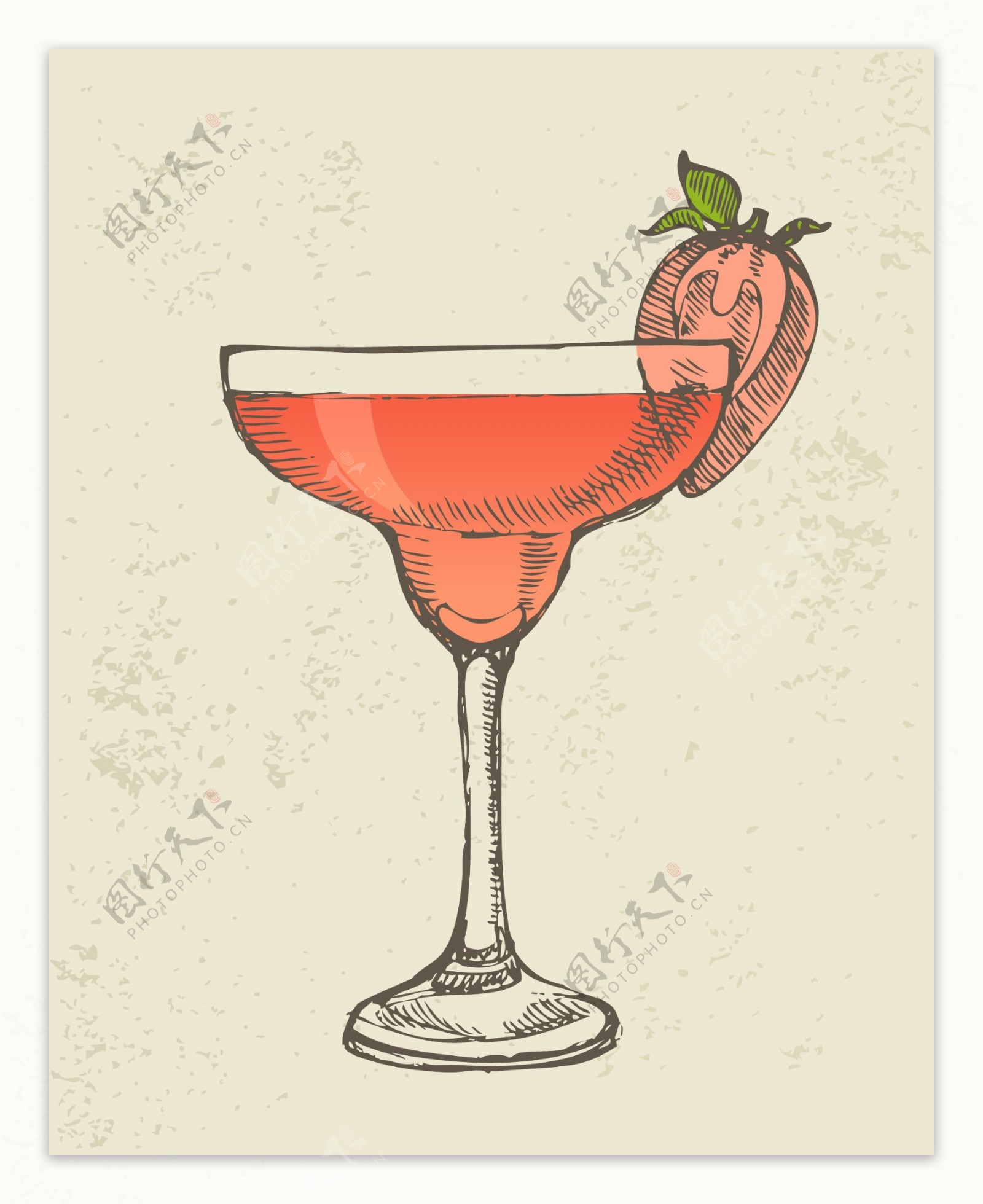 手绘美味的草莓汁插画