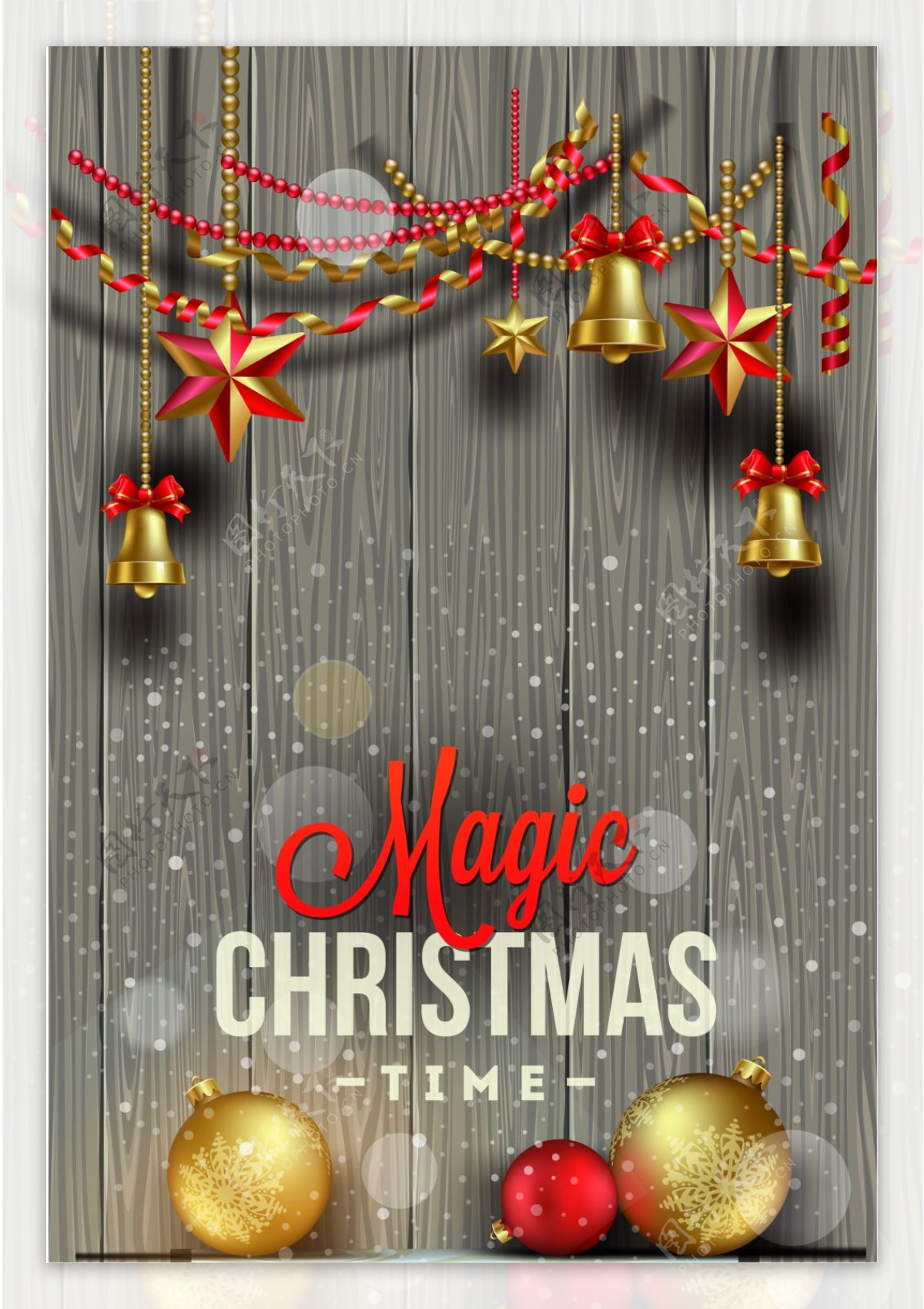 木质背景圣诞装饰海报背景素材