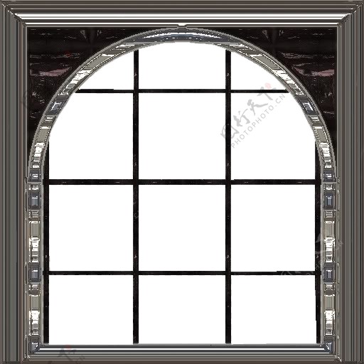 欧式拱形格子透明窗PNG元素