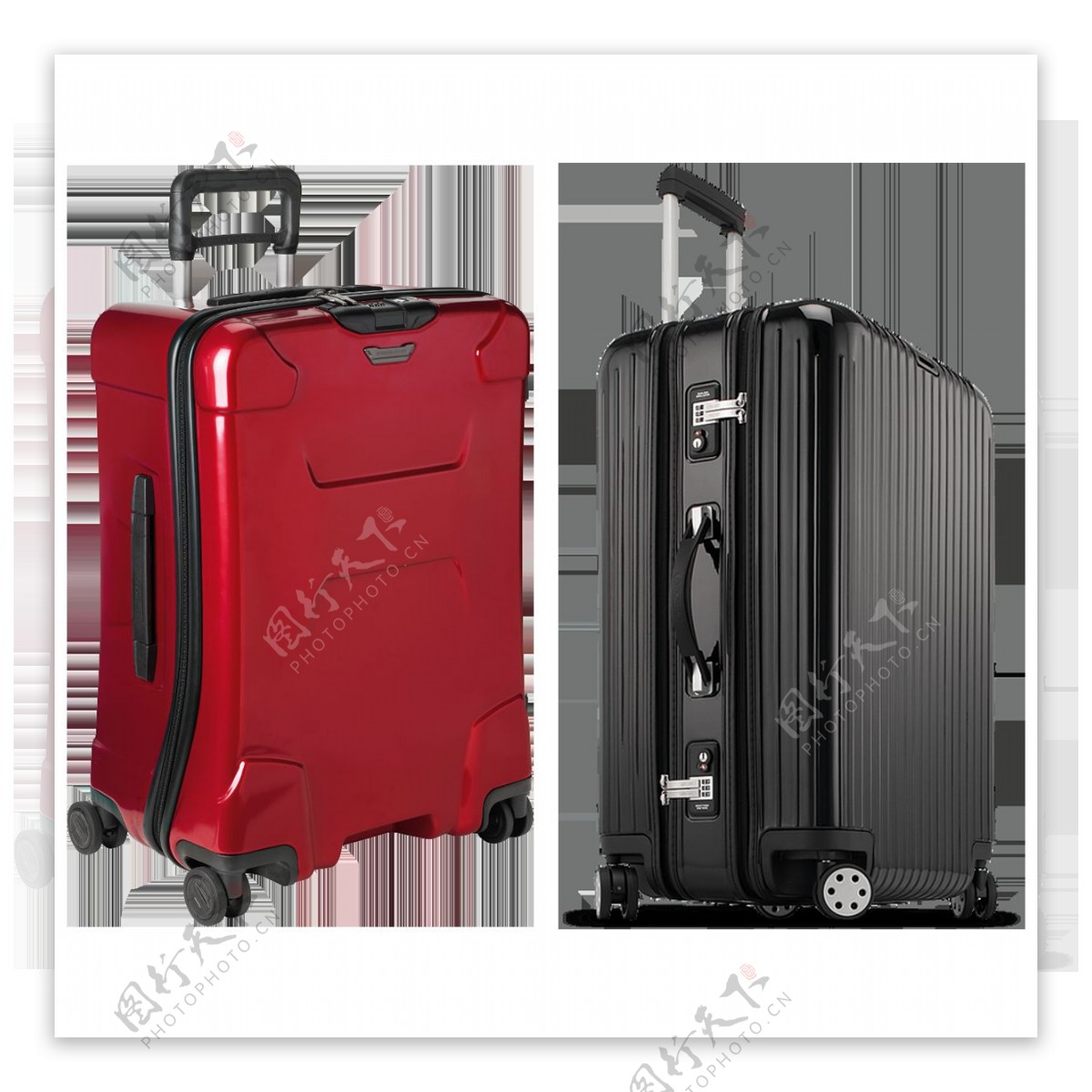 红色黑色行李箱免抠png透明图层素材