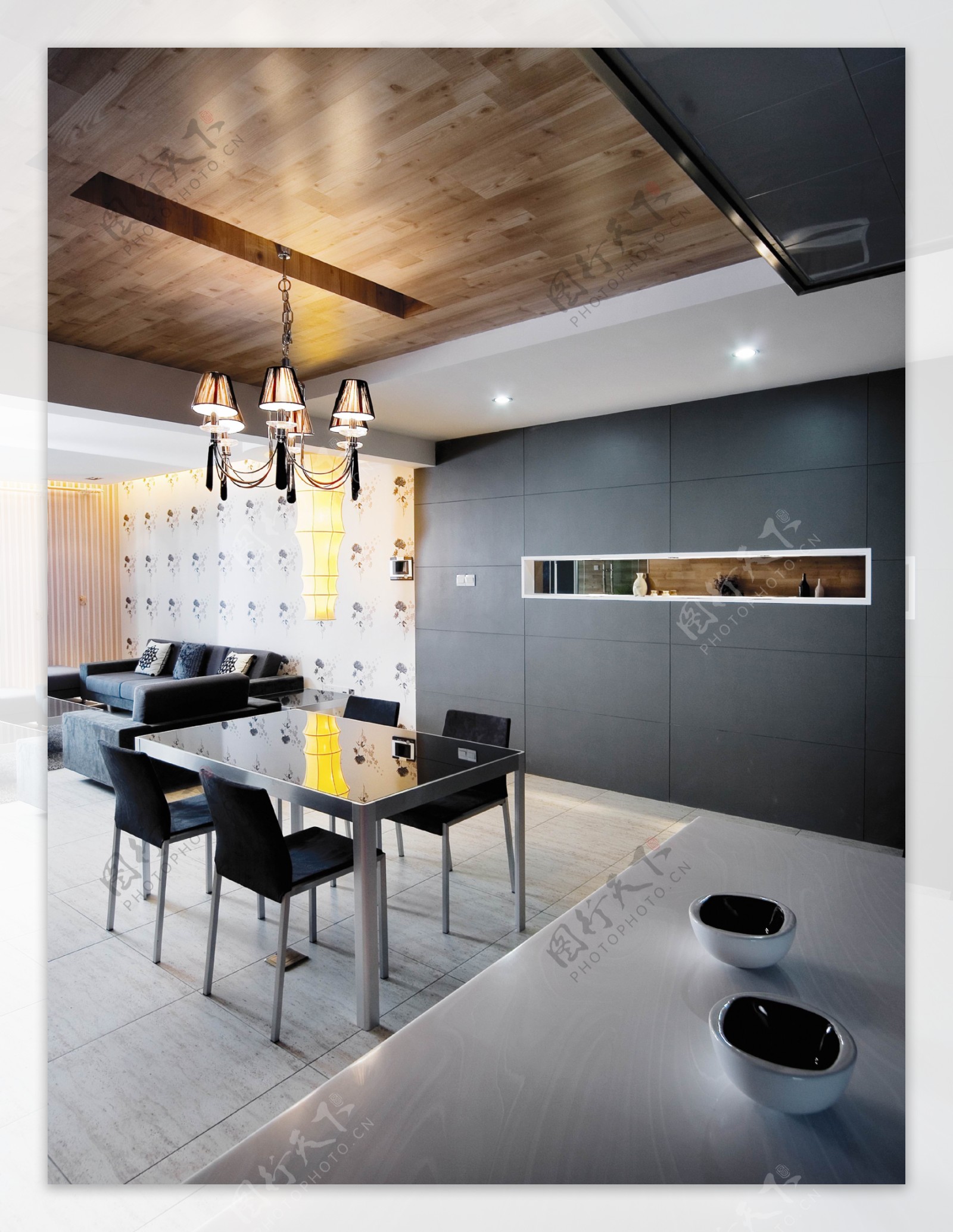 现代简约风室内设计纯色餐厅效果图
