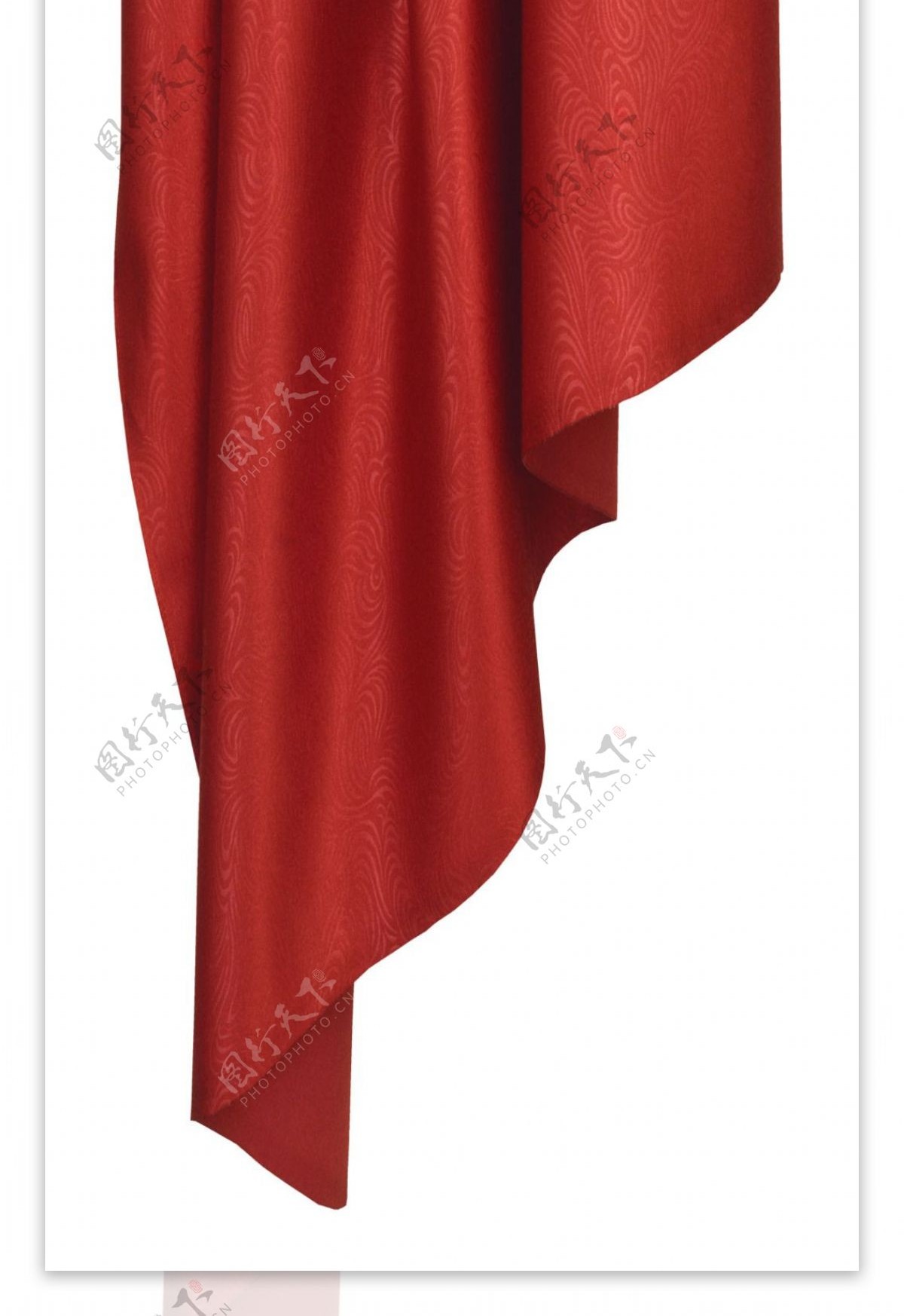 红色花纹窗帘元素