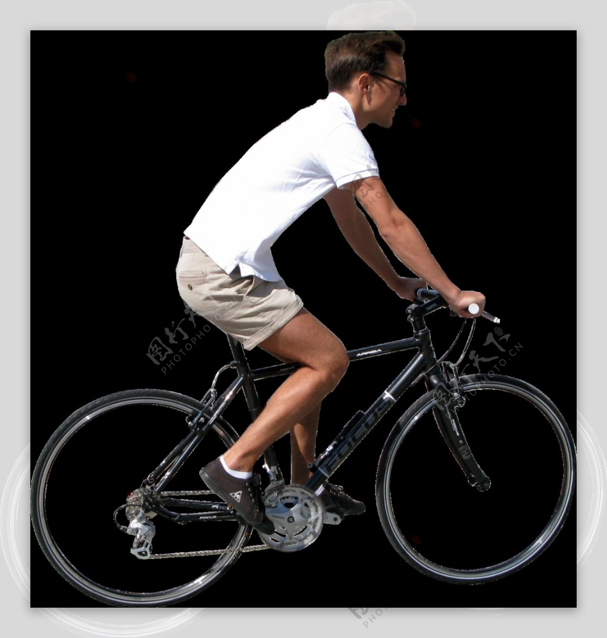 白衣自行车运动员免抠png透明图层素材