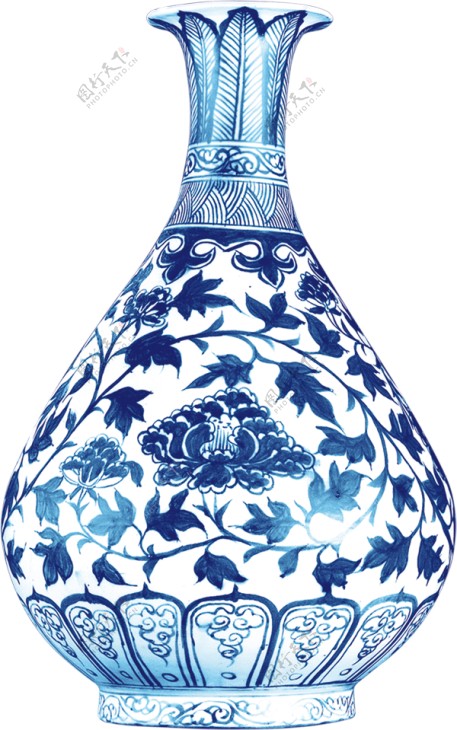 花式青花瓷花瓶素材