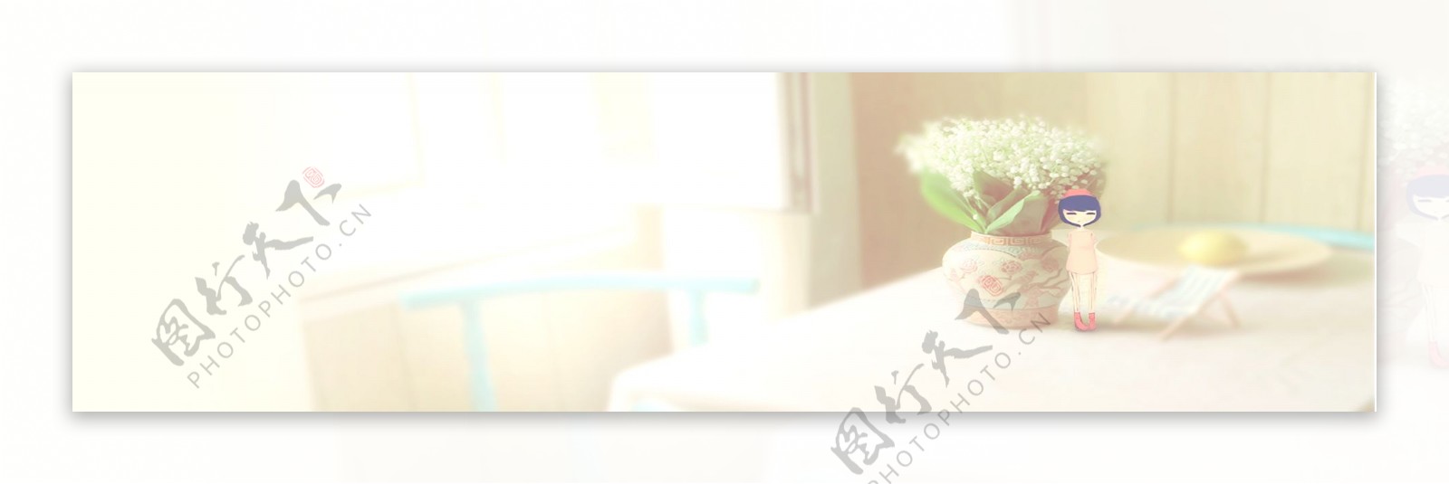 室内装饰花瓶花朵banner背景素材