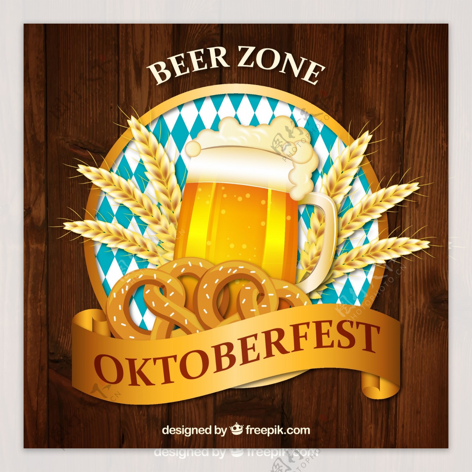 创意慕尼黑啤酒节啤酒标签矢量素材